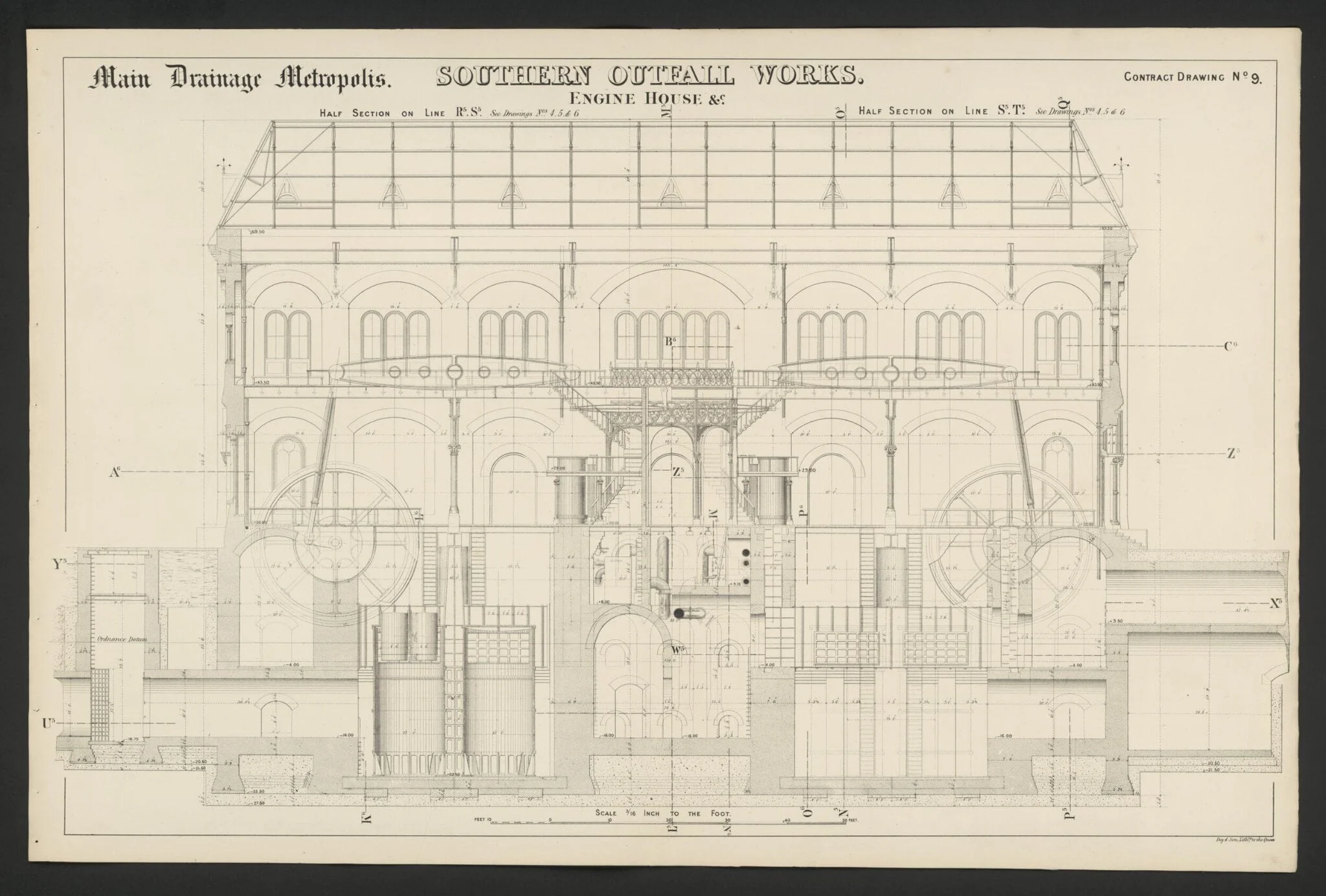 Joseph Bazalgette contract drawings for the Metropolitan Board of Works. Southern Outfall Works, by Joseph William Bazalgette, 1864