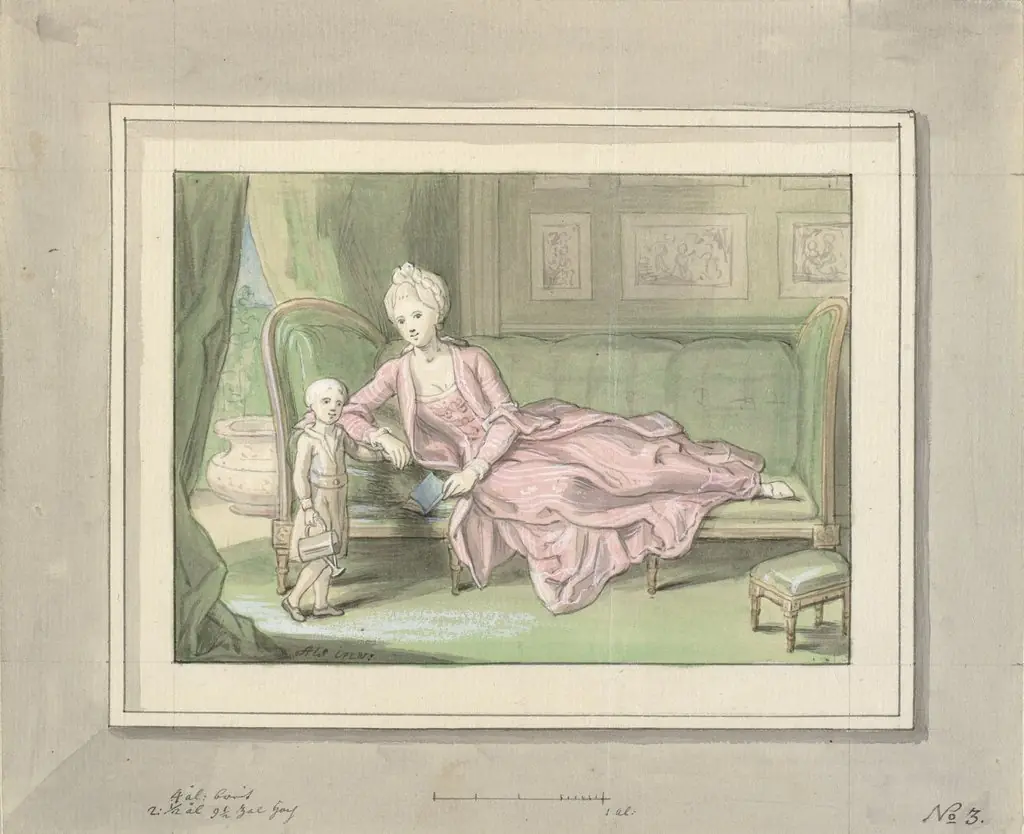 The third sketch for a painting of Caroline Mathilde of Denmark with crown prince Frederik