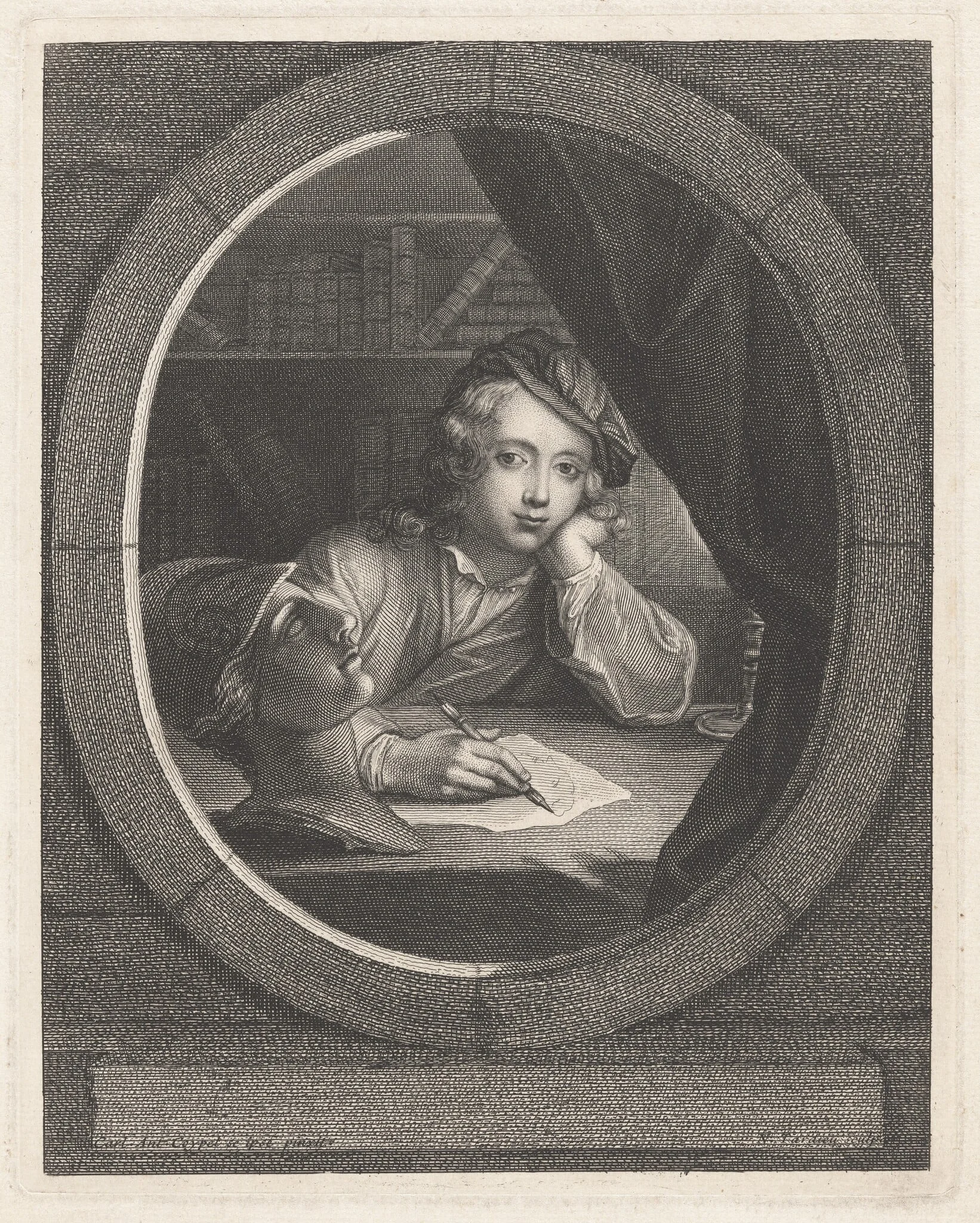 Charles-Antoine Coypel, by Nicolas Henri Tardieu, ink, 1727