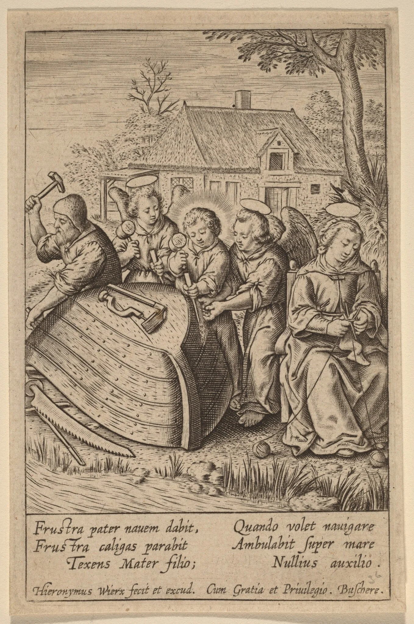 Frustra pater nauem dabit, by Hieronymus Wierix, ink, 1586