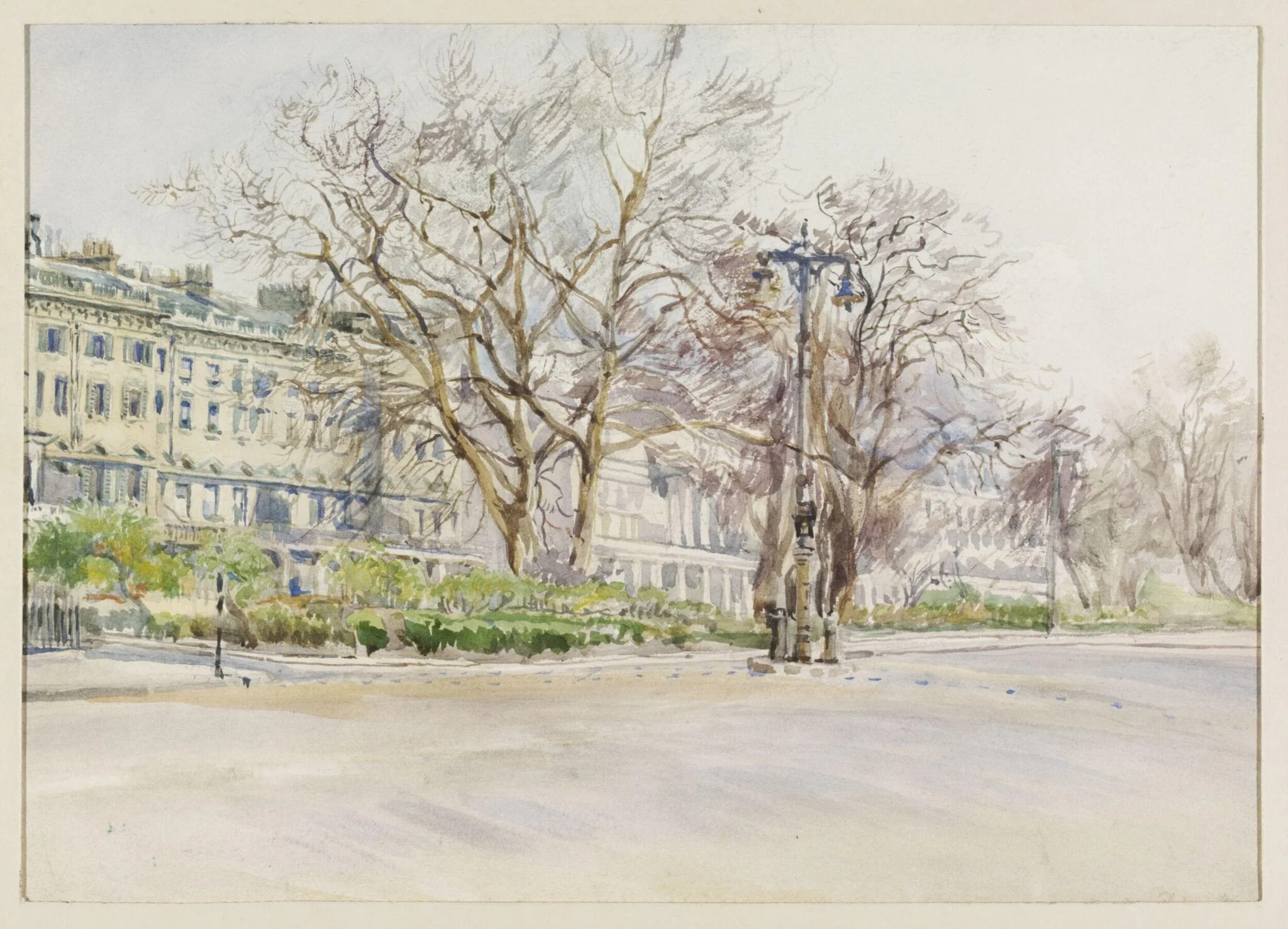 Eaton Square from Eaton Gate, by Ediss, watercolor, 1942