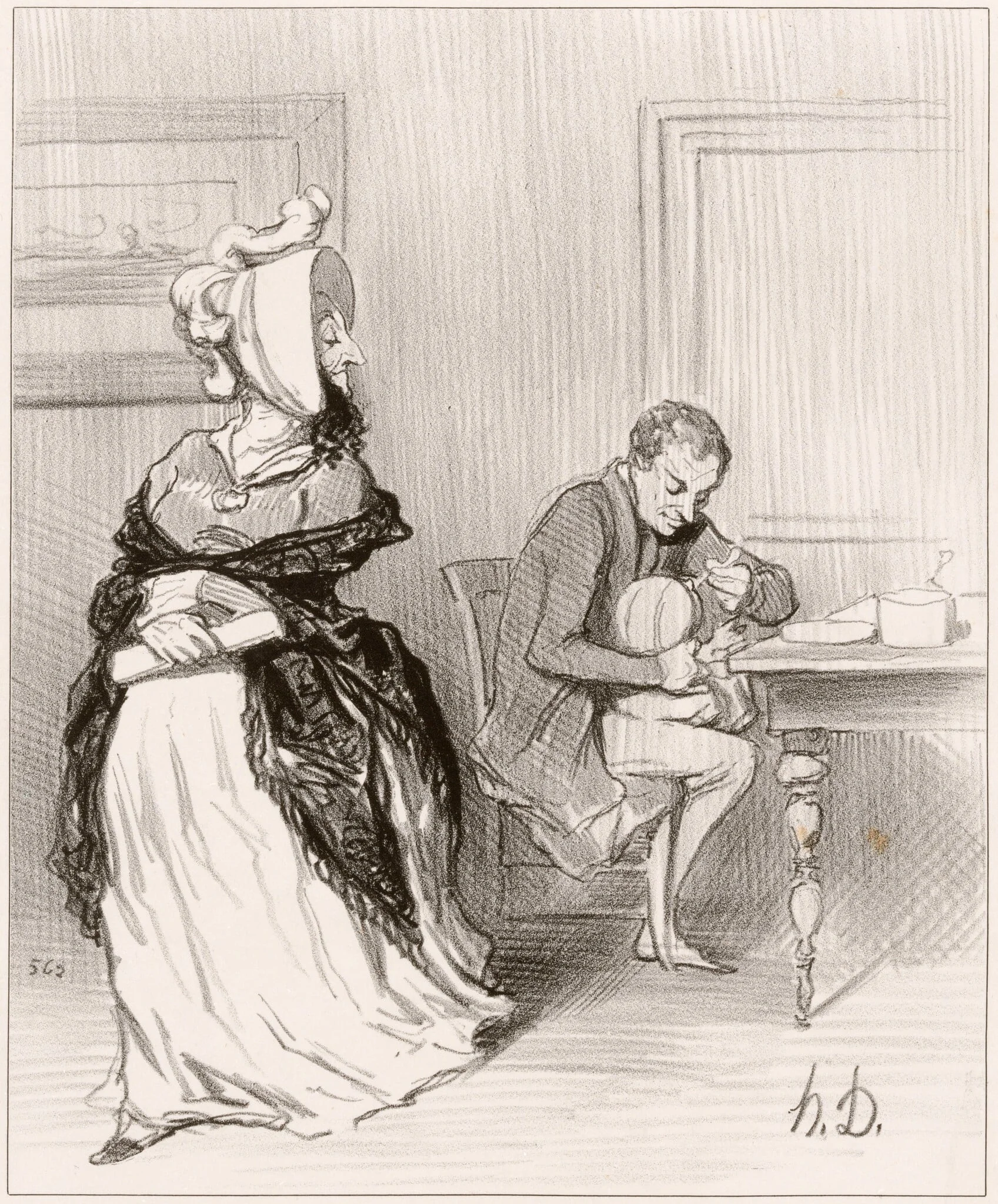 Adieu, mon cher, je vais chez mes éditeurs..., by Honoré Daumier, ink, 1844
