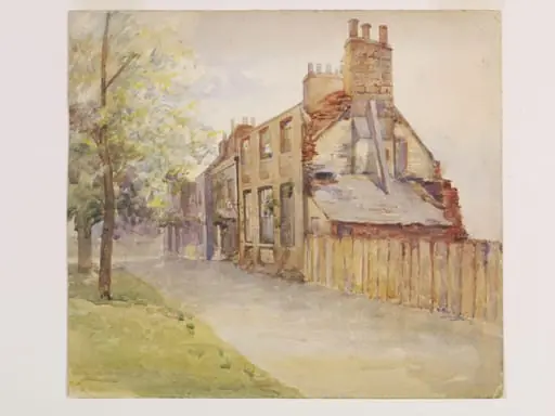 Old brick residences in the grounds of the South Kensington Museum (now the Victoria and Albert Museum)