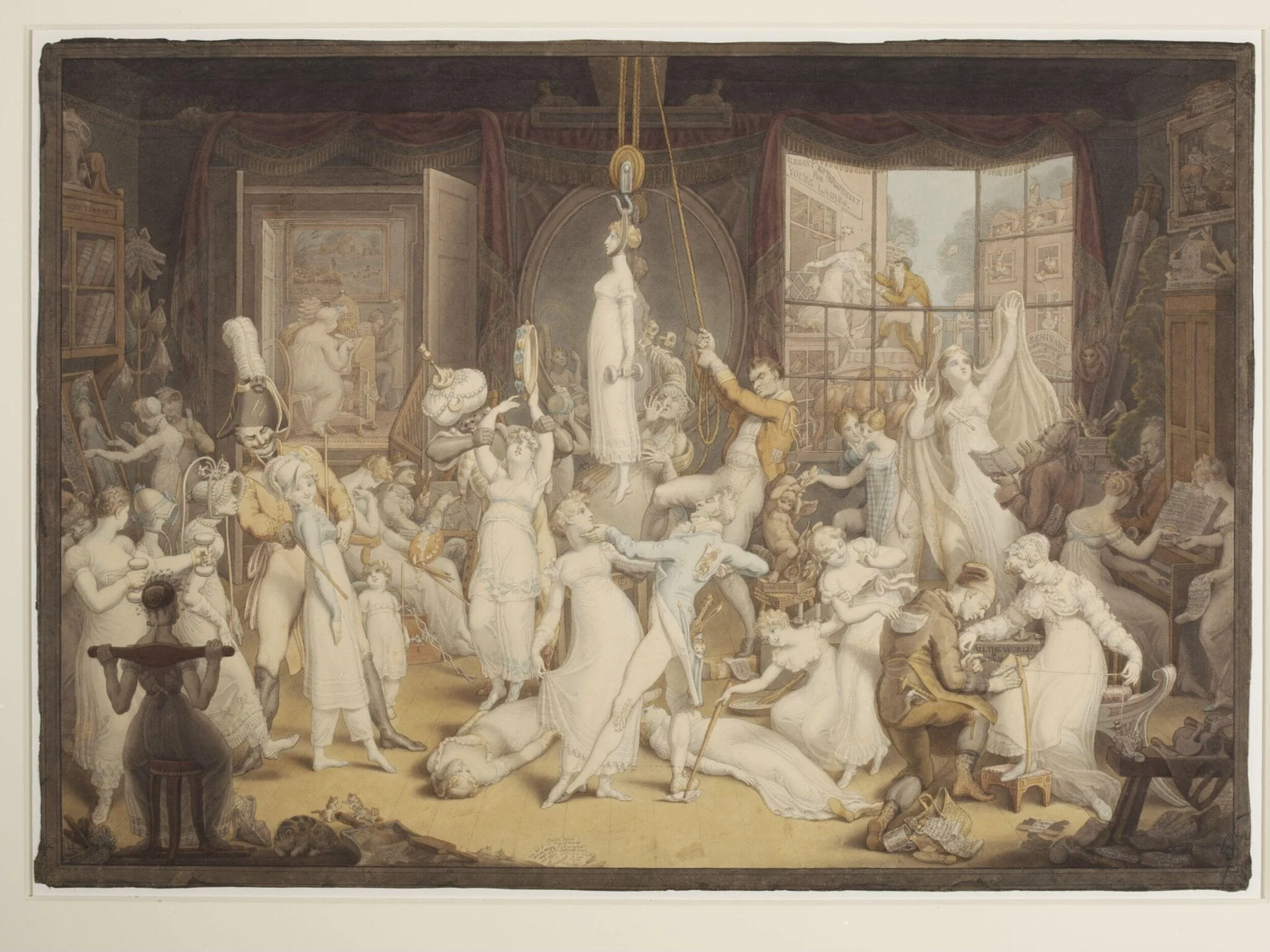 An elegant establishment for young ladies, by Edward Francis Burney, watercolor, 1805