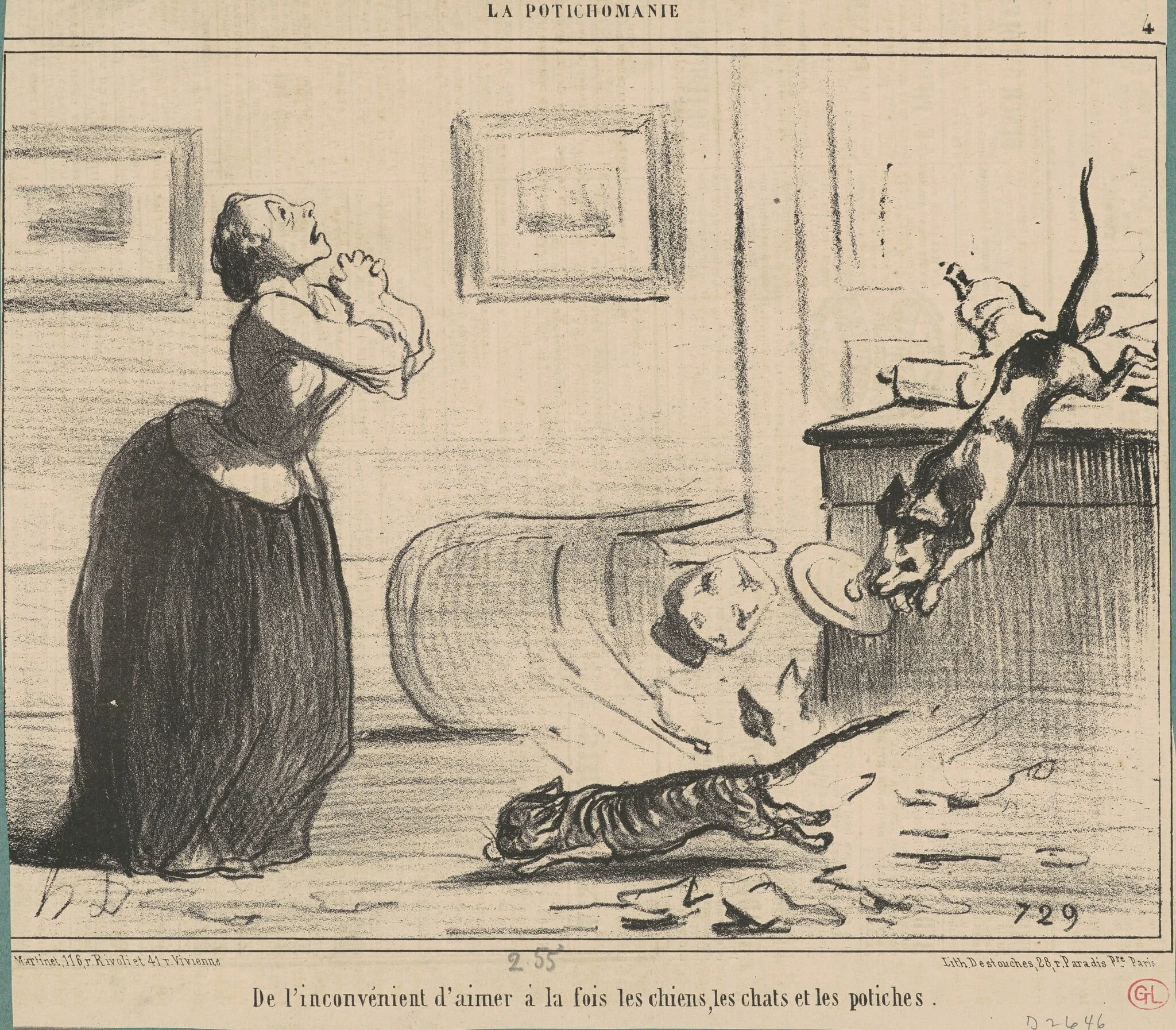De l'inconvénient d'aimer a la fois ..., by Honoré Daumier, ink, 1855