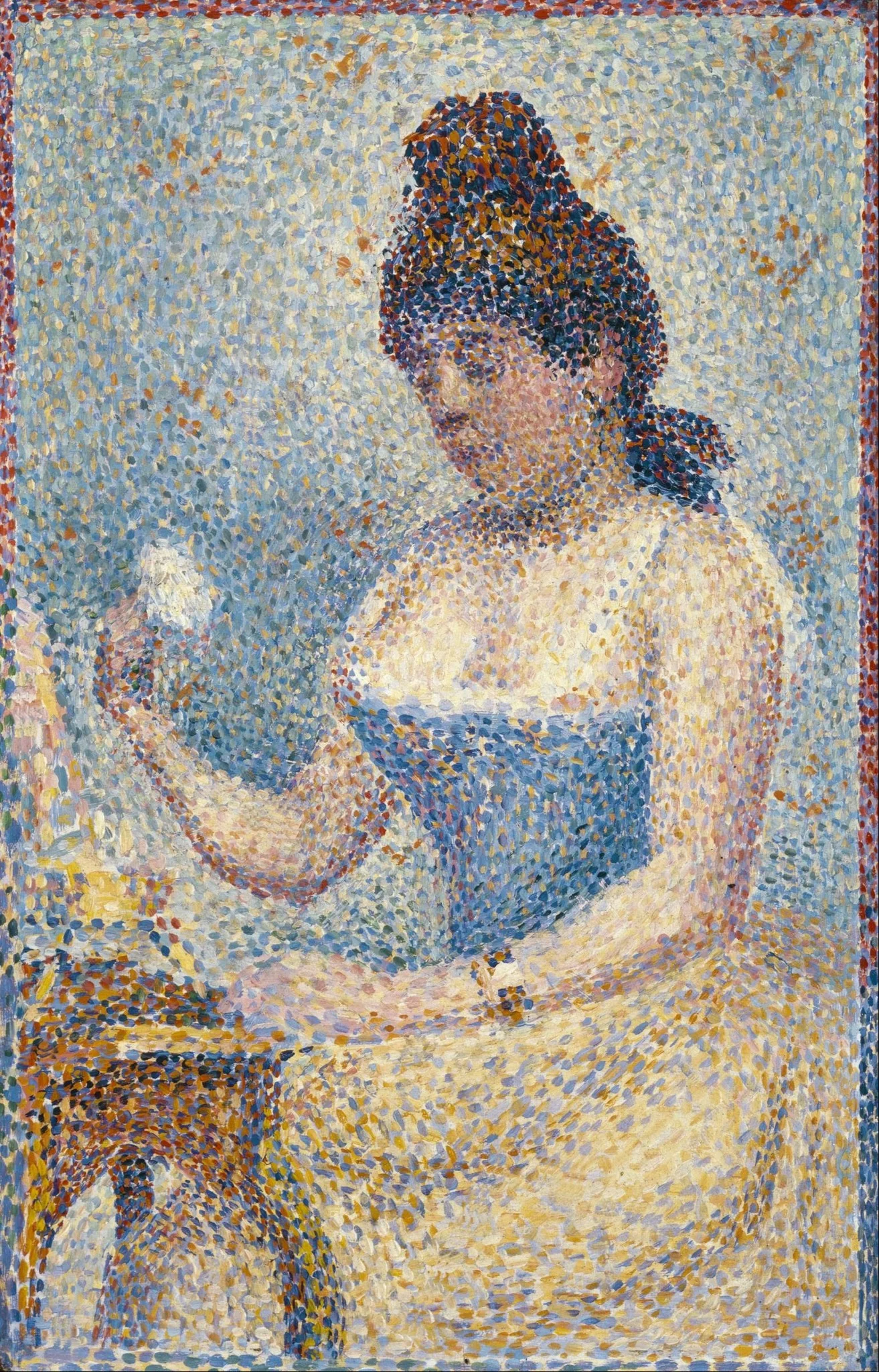 Young Woman Powdering Herself (Study), by Georges Seurat, oil, 1895