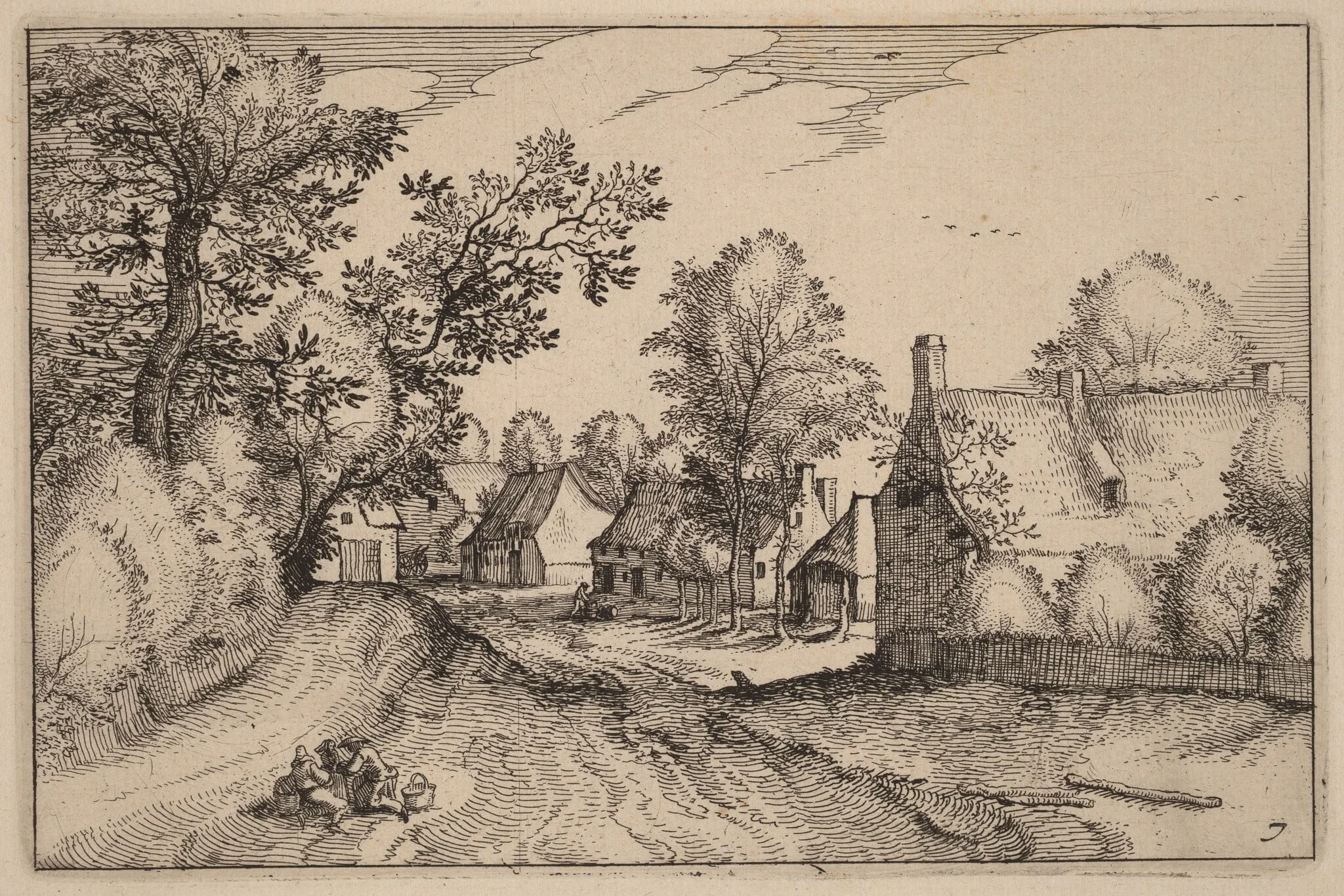 Village Road, by Claes Jansz Visscher, ink, 1612