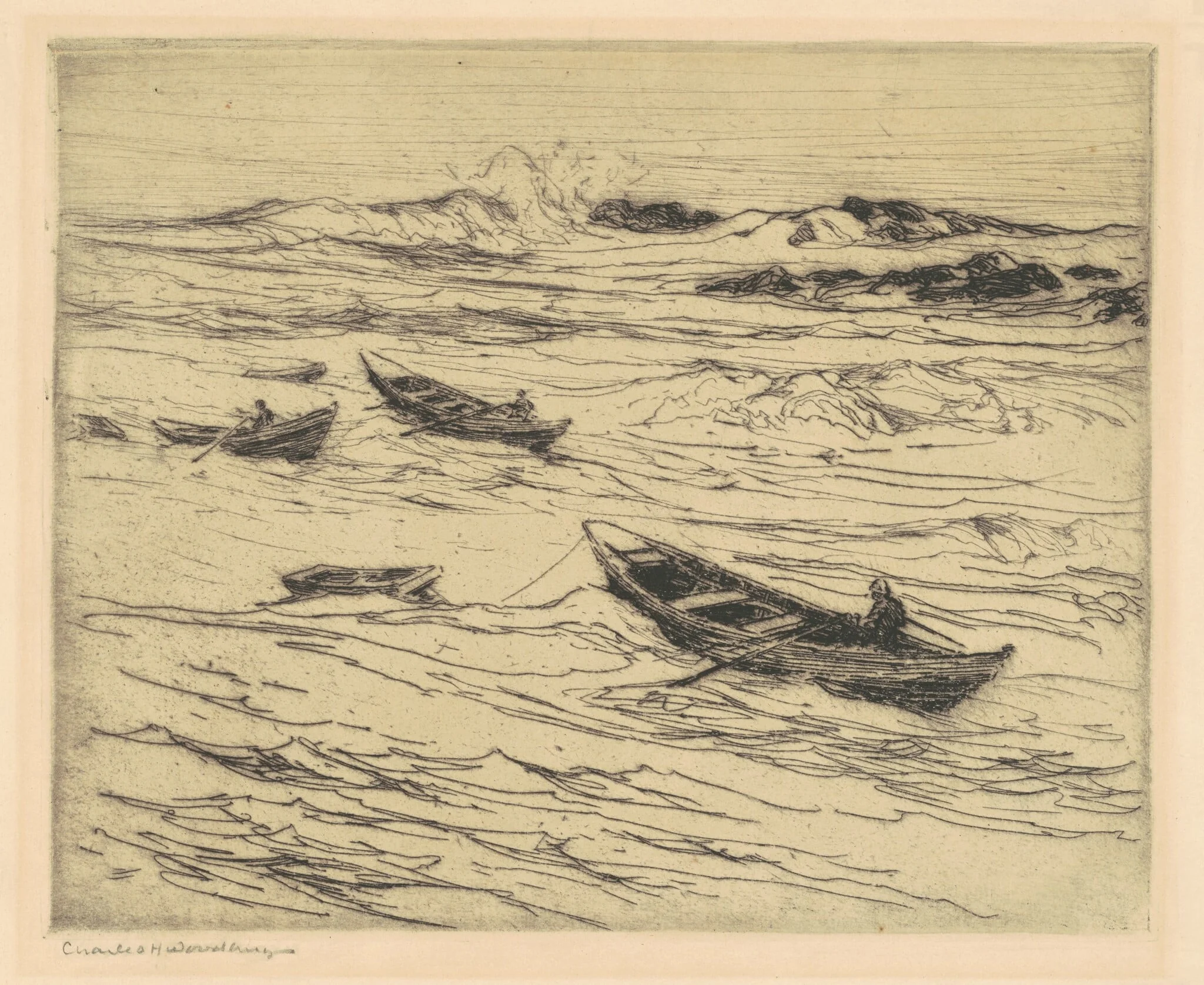 Easterly Coming, by Charles H. Woodbury, ink, 1925