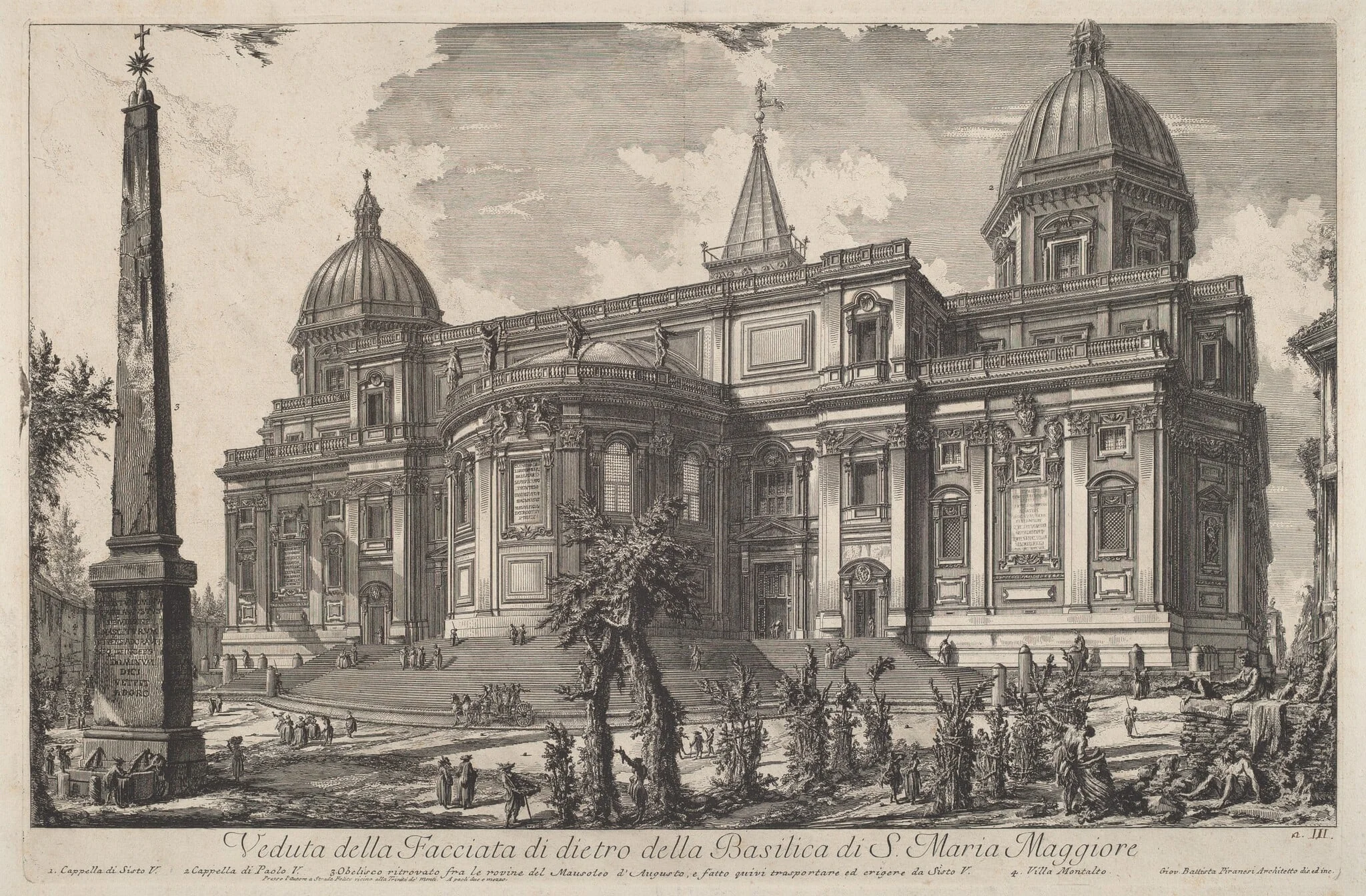 Veduta della facciata di dietro della Basilica di S. Maria Maggiore, by Giovanni Battista Piranesi, ink, 1749