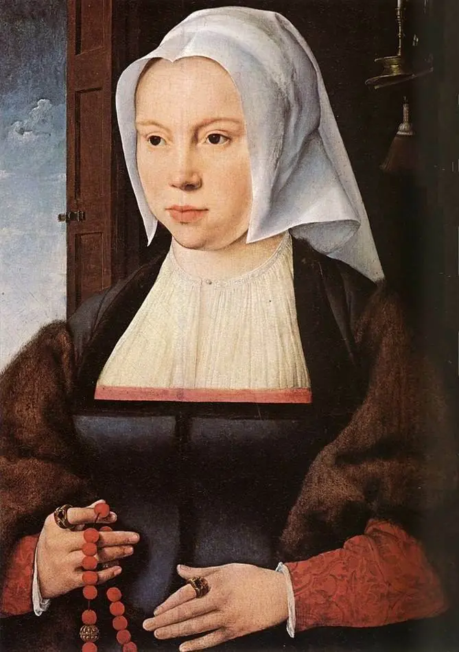 Portrait of a woman with a rosary