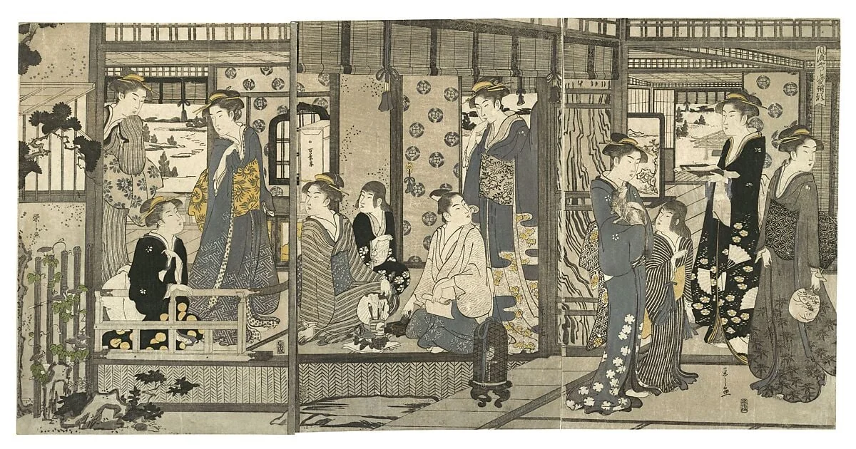 「風流やつし源氏　朝顔」|Bellflowers (Asagao), from the series Genji in Fashionable Modern Guise (Fūryū yatsushi Genji: Asagao), by Chôbunsai Eishi, ink, 1790