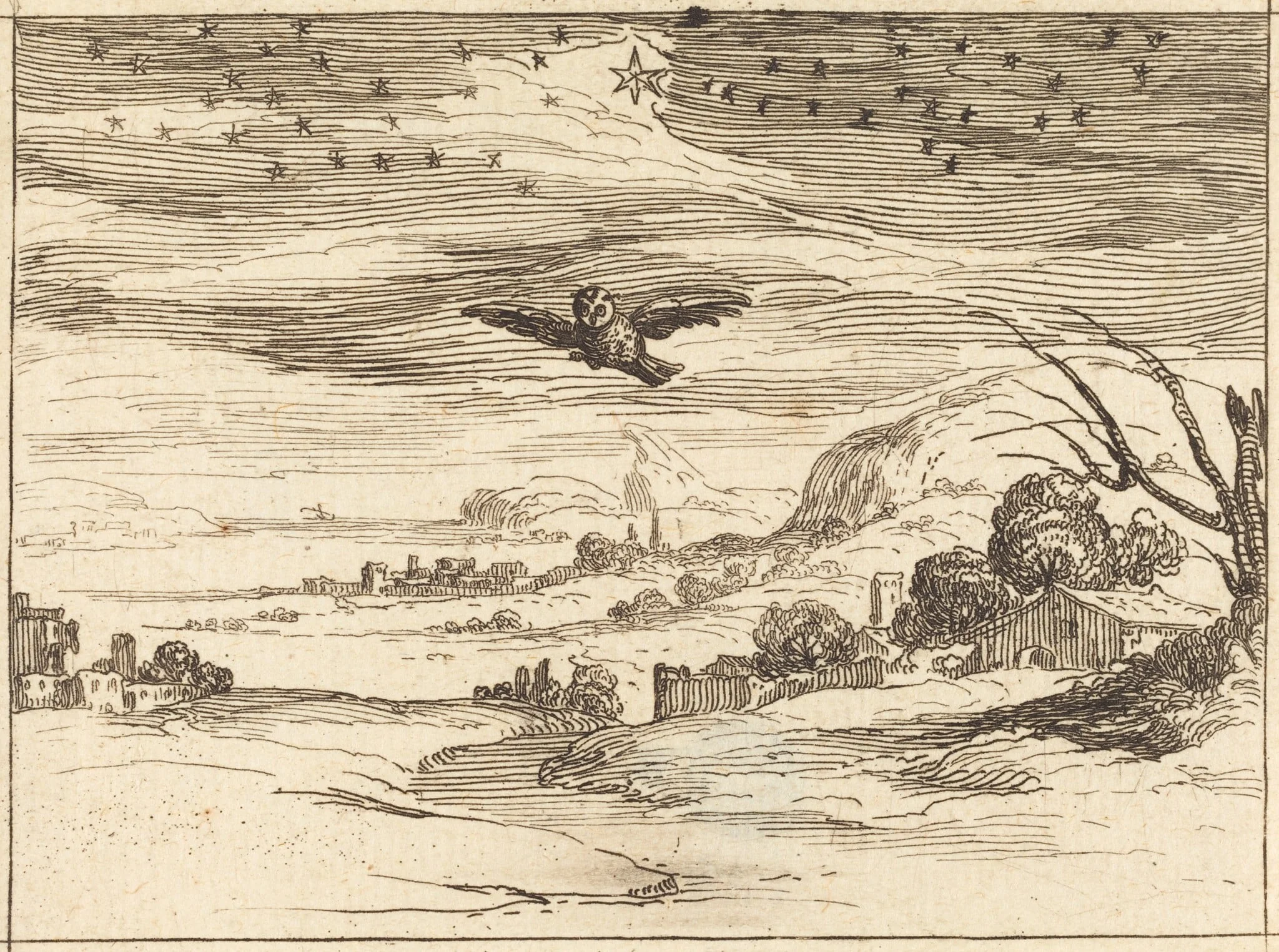 Dawn, by Jacques Callot, ink, 1628