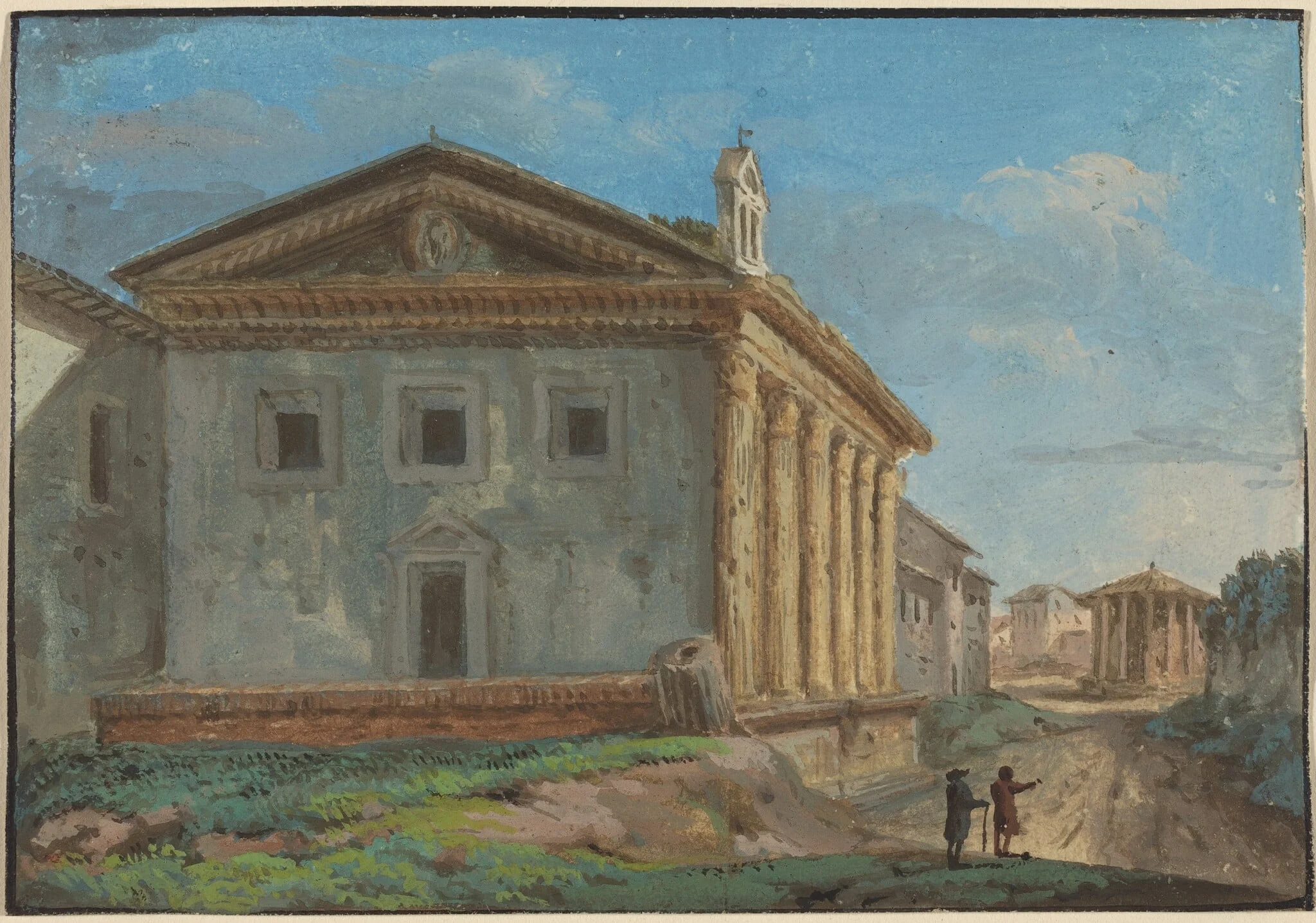 Tempio della Fortuna Virile with the Tempio di Vesta in the Distance, by Italian 18th Century, gouache, 1750