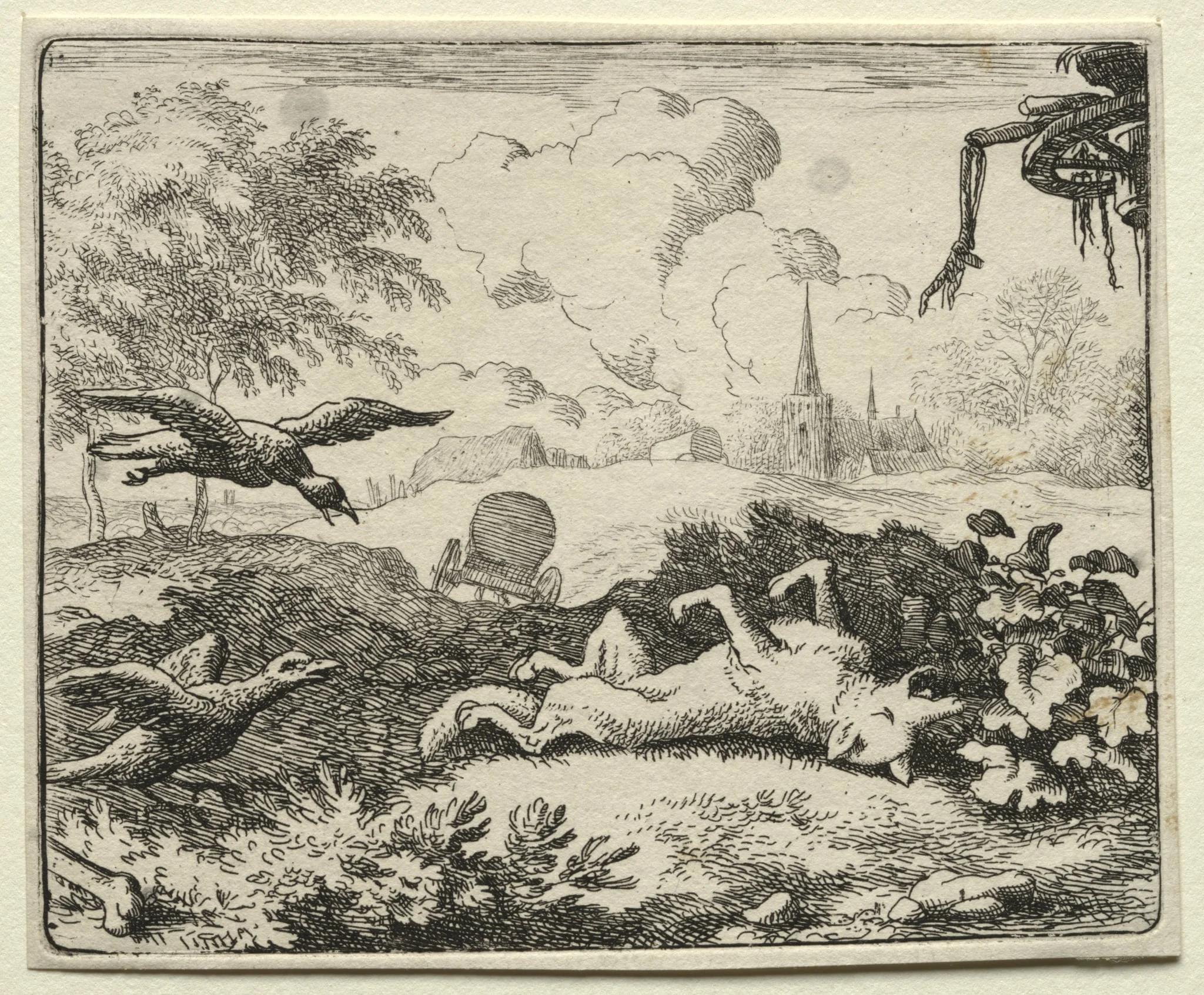 Reynard the Fox:  Reynard Feigns Death, by Allart van Everdingen, 1662