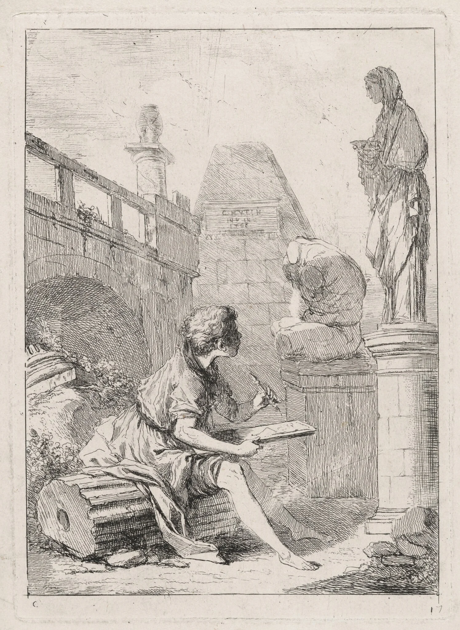 The Draftsman (Le dessinateur), by Charles François Hutin, ink, 1763