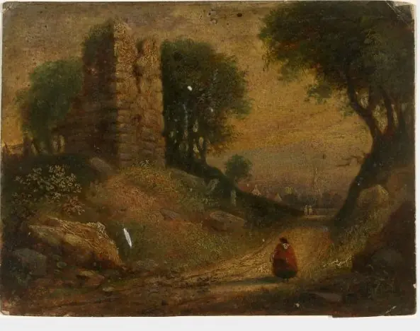 Woman Walking near a Ruin