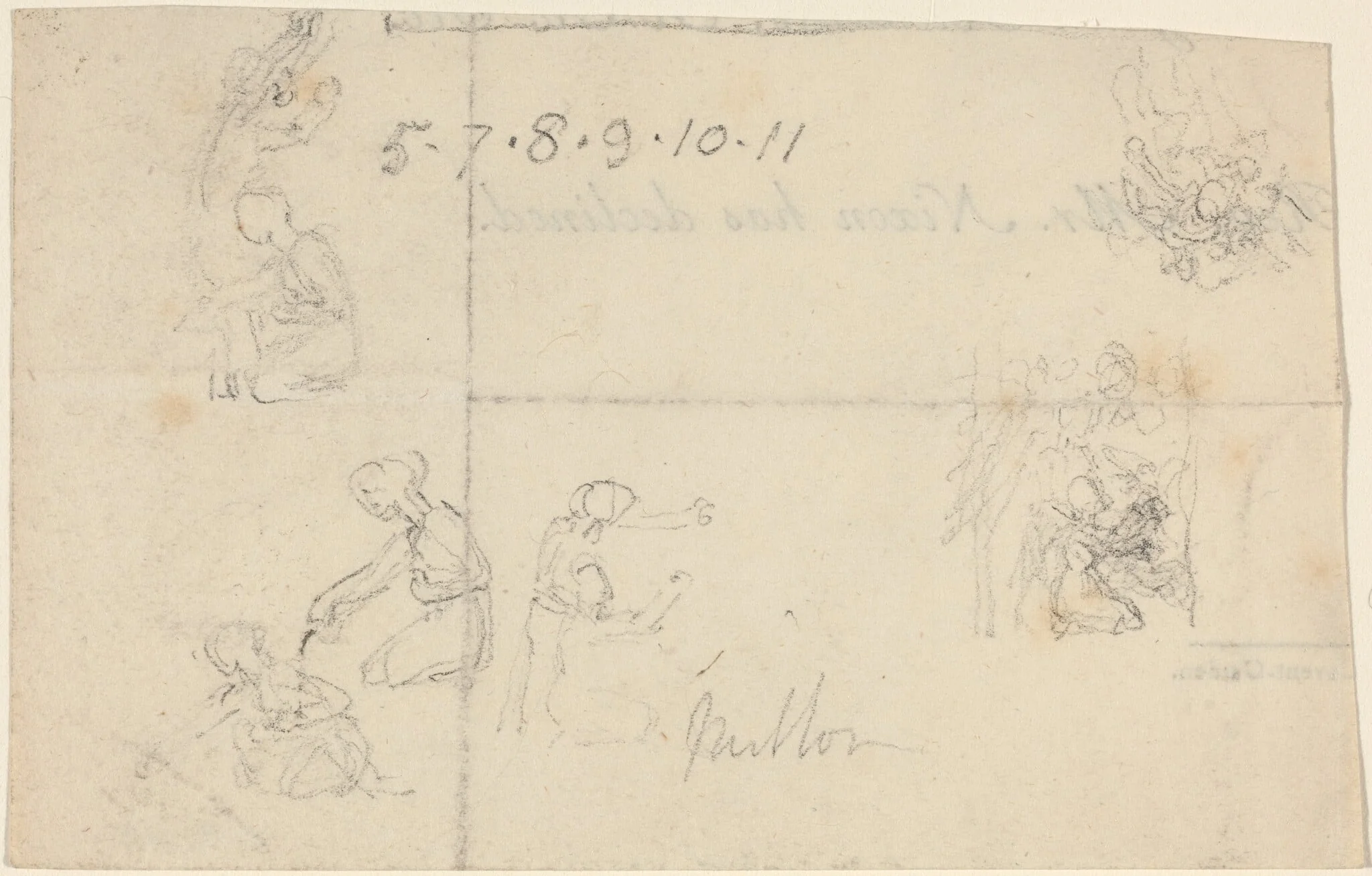 Studies of Women Kneeling, by John Flaxman, graphite, 1790