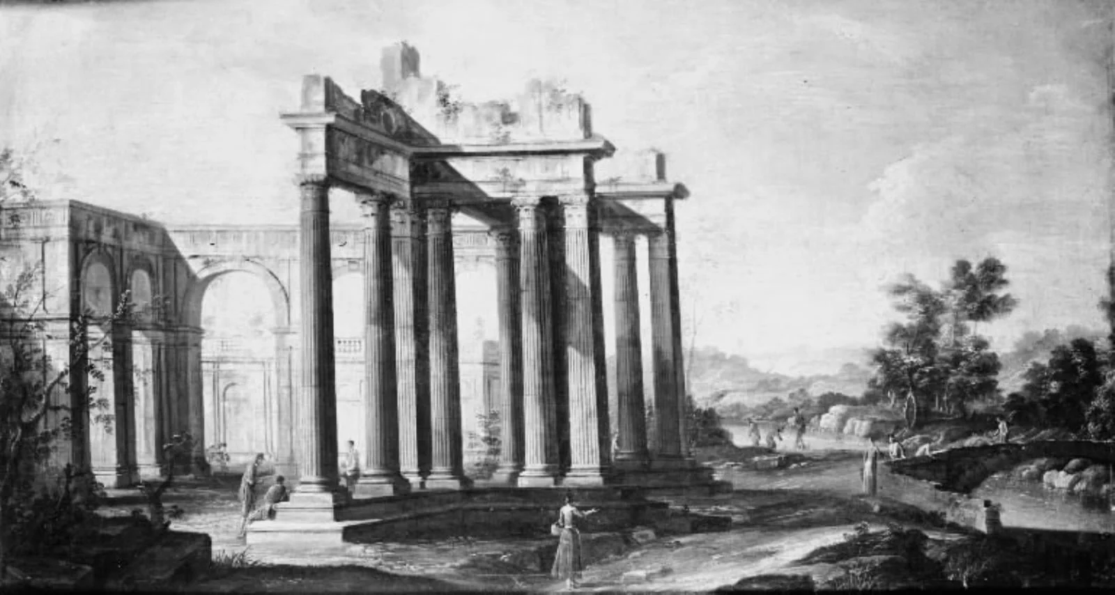 Landskab med ruiner, by Unknown, 1750