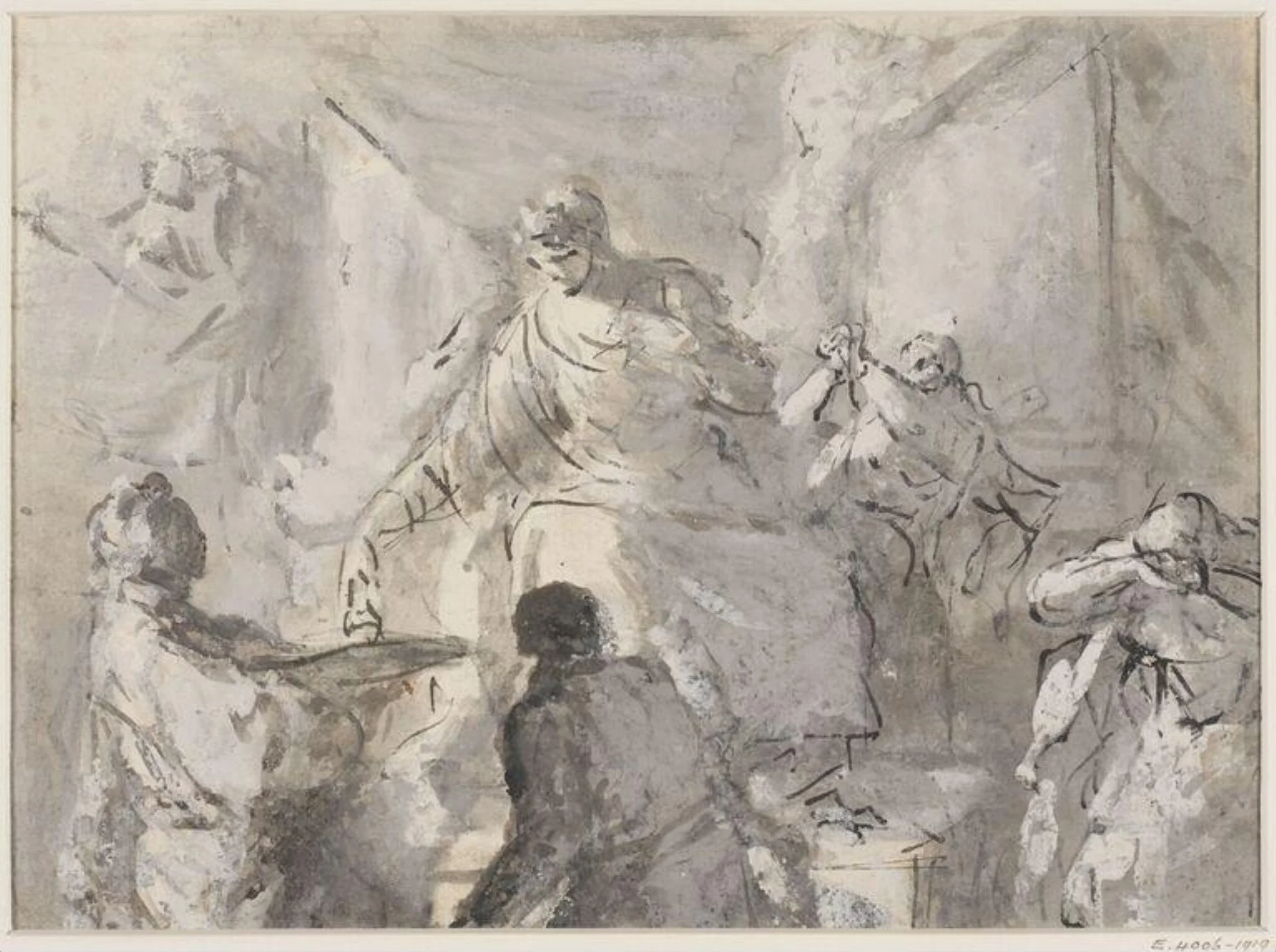 A seated figure receiving an offering, by Benjamin West, 1738