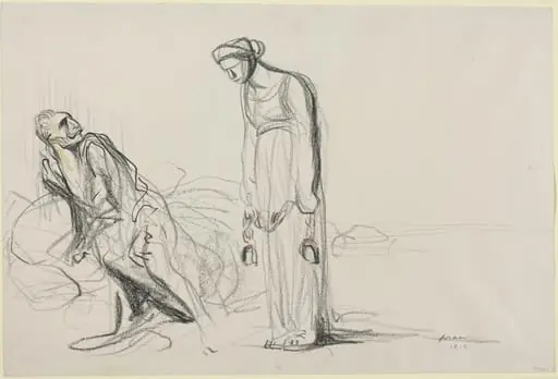 a) Fetters (recto); b) Sketch for Fetters (verso)