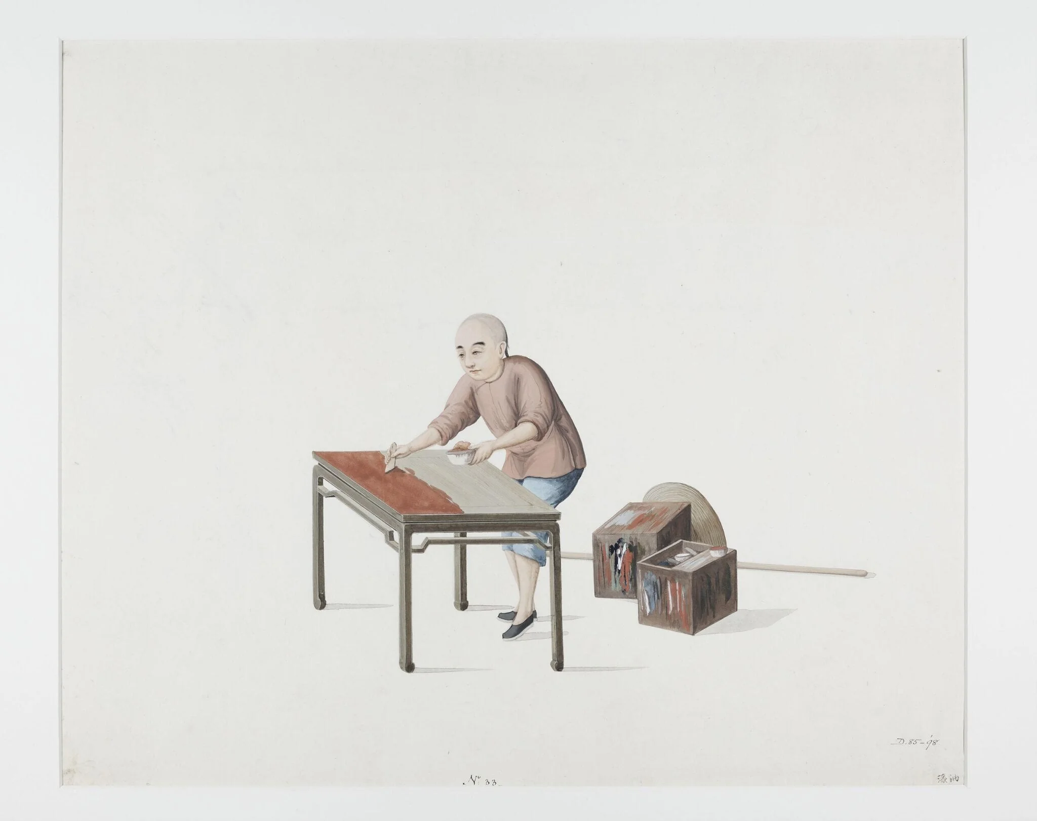 Applying Paint, by Puqua, watercolor, 1790