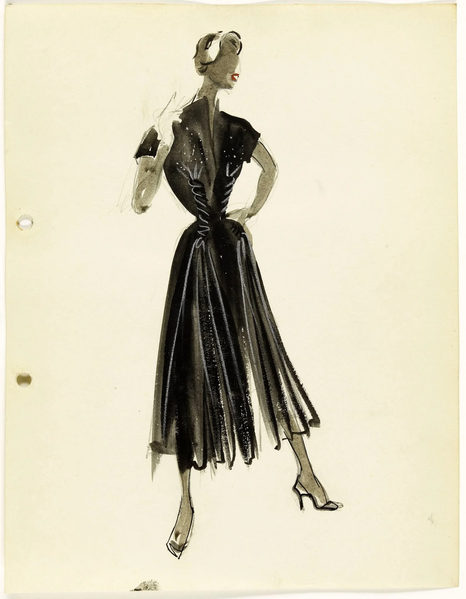 Dessin de collection d'hiver 1951-1952, by Marie-Louise Carven, 1951