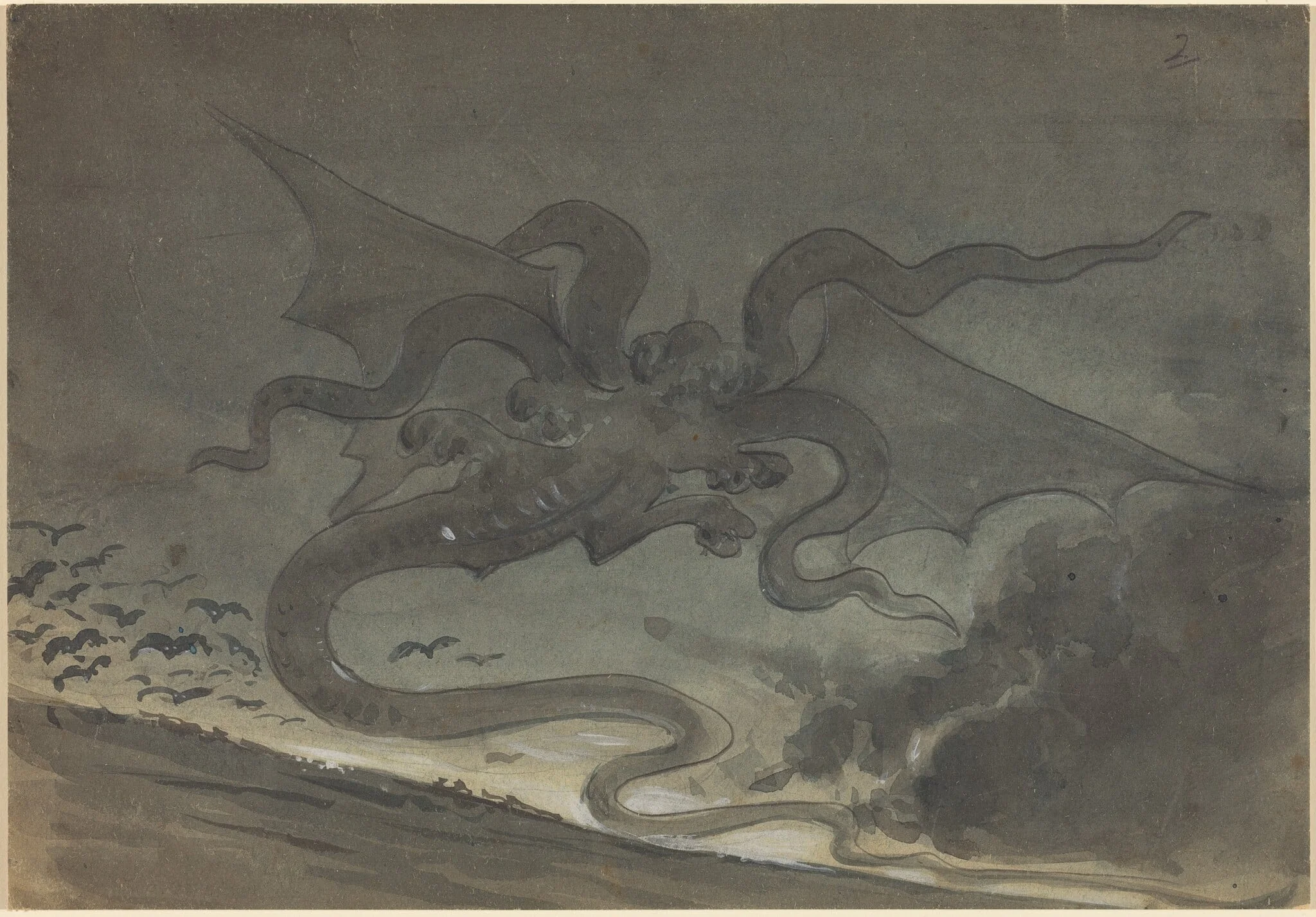 Flying Monster, by Robert Caney, watercolor, 1584