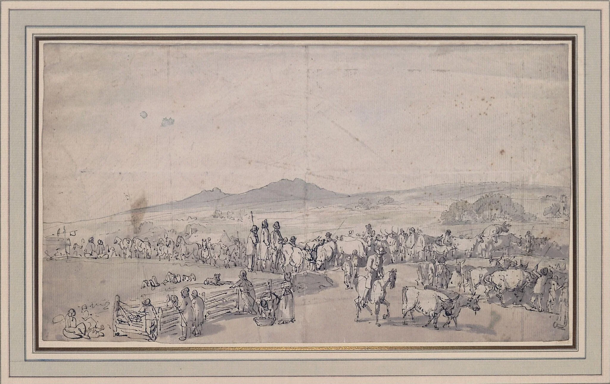 Cattle Market at Router Rocks, Cornwall, by Thomas Rowlandson, 1850