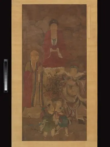 明   佚名   禮佛圖   軸|Shakyamuni with luohan, heavenly king, and boys