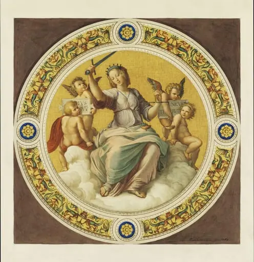 Copy after Raphael’s ceiling fresco representing ‘Jurisprudence’ in the Stanza della Segnatura (Vatican Palace, Rome, 1508-9), 1864