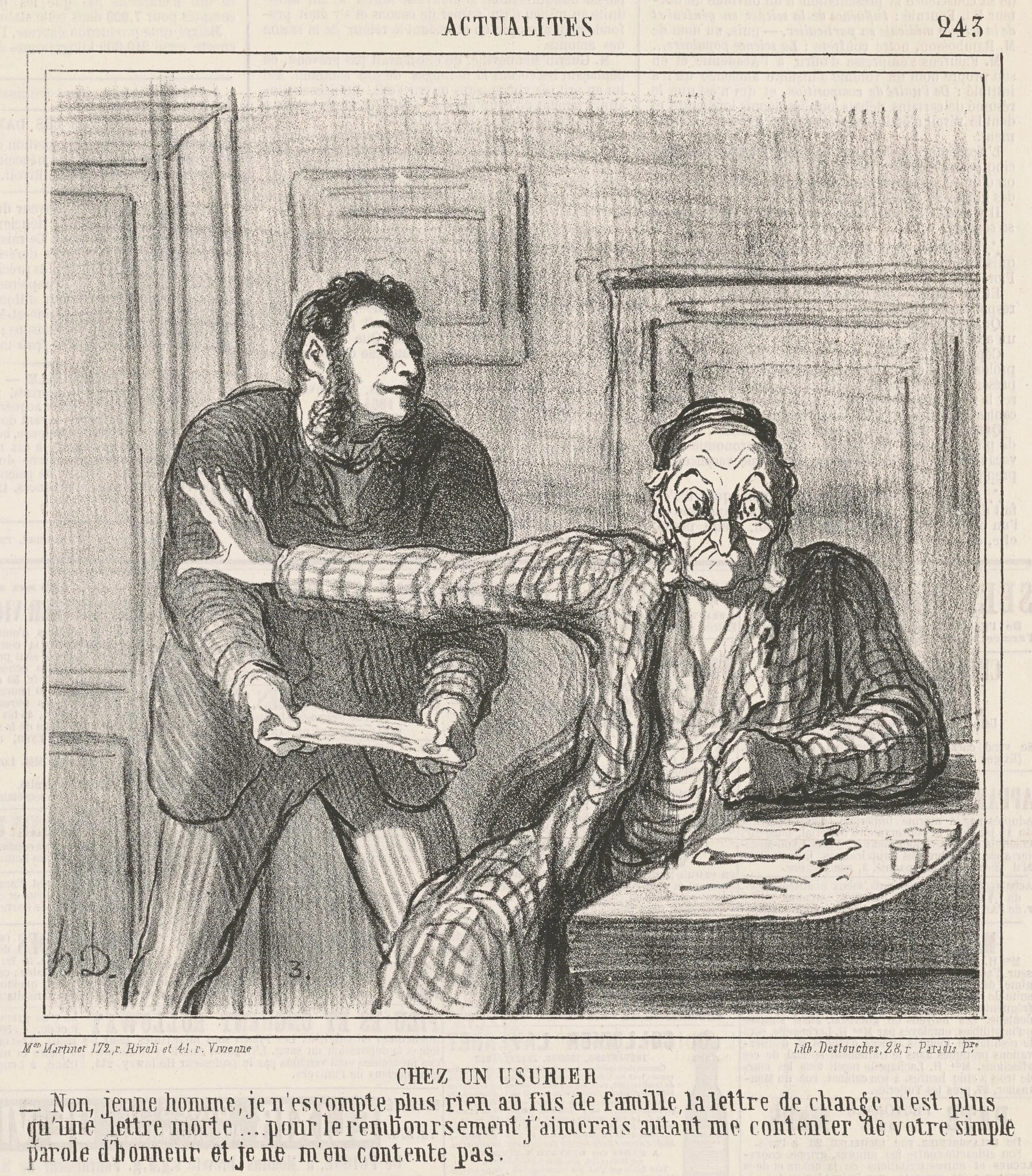 Chez un usurier, by Honoré Daumier, ink, 1865