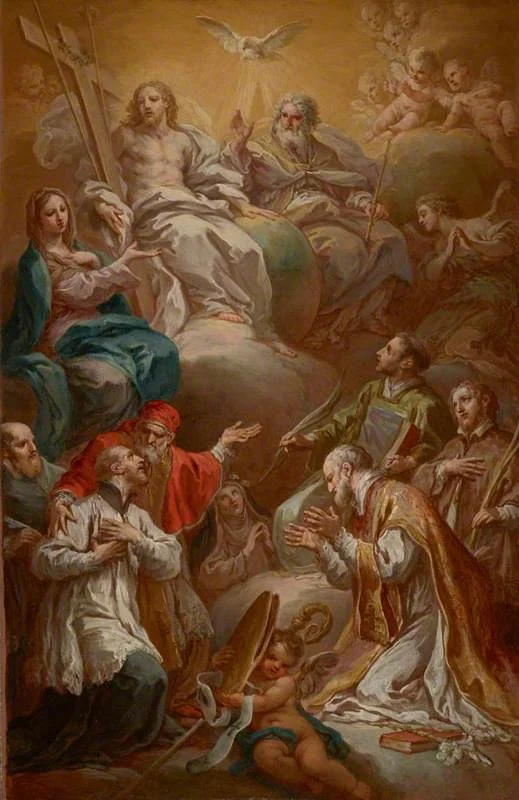 The Virgin recommending a group of Saints to the Holy Trinity