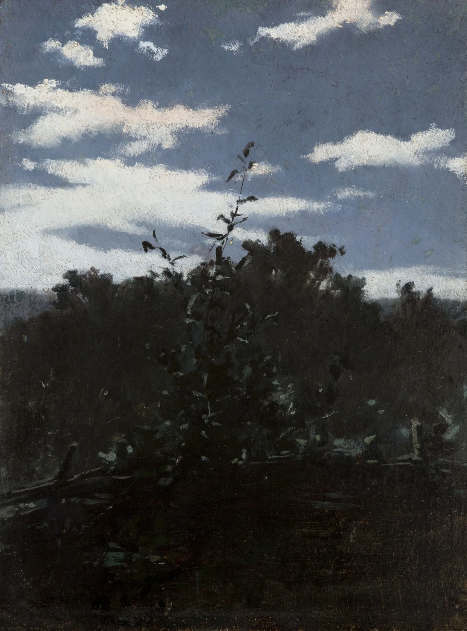 Landscape with a Brushwood Fence, by Witold Pruszkowski, oil, 1881