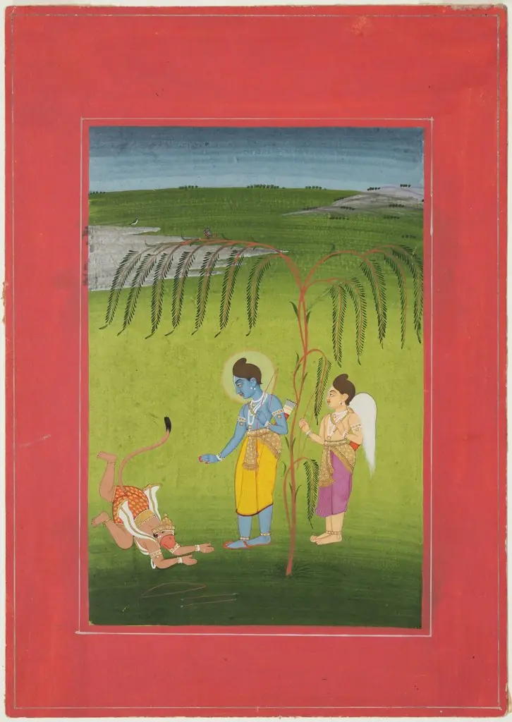 Rama Receiving Obeisance from Hanuman