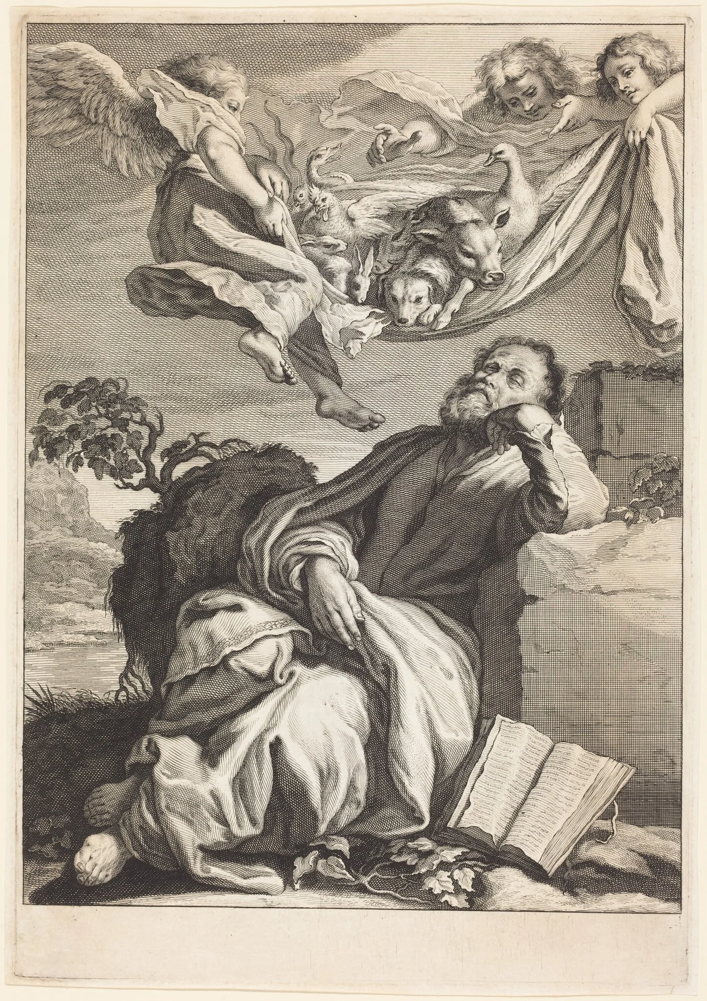 The Dream of Saint Peter, by Jeremias Falck, ink, 1658