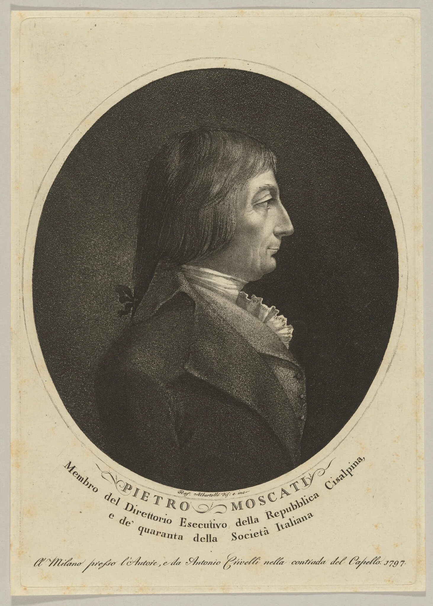 Pietro Moscati, by Raffaeli Albertolli, ink, 1797