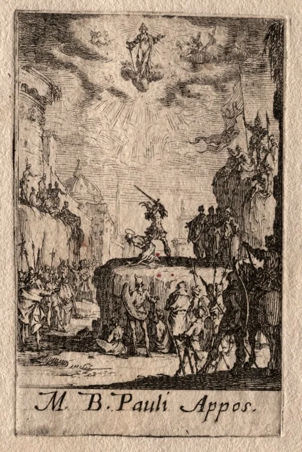 The Martyrdom of the Apostles:  St. Paul, by Jacques Callot, 1632