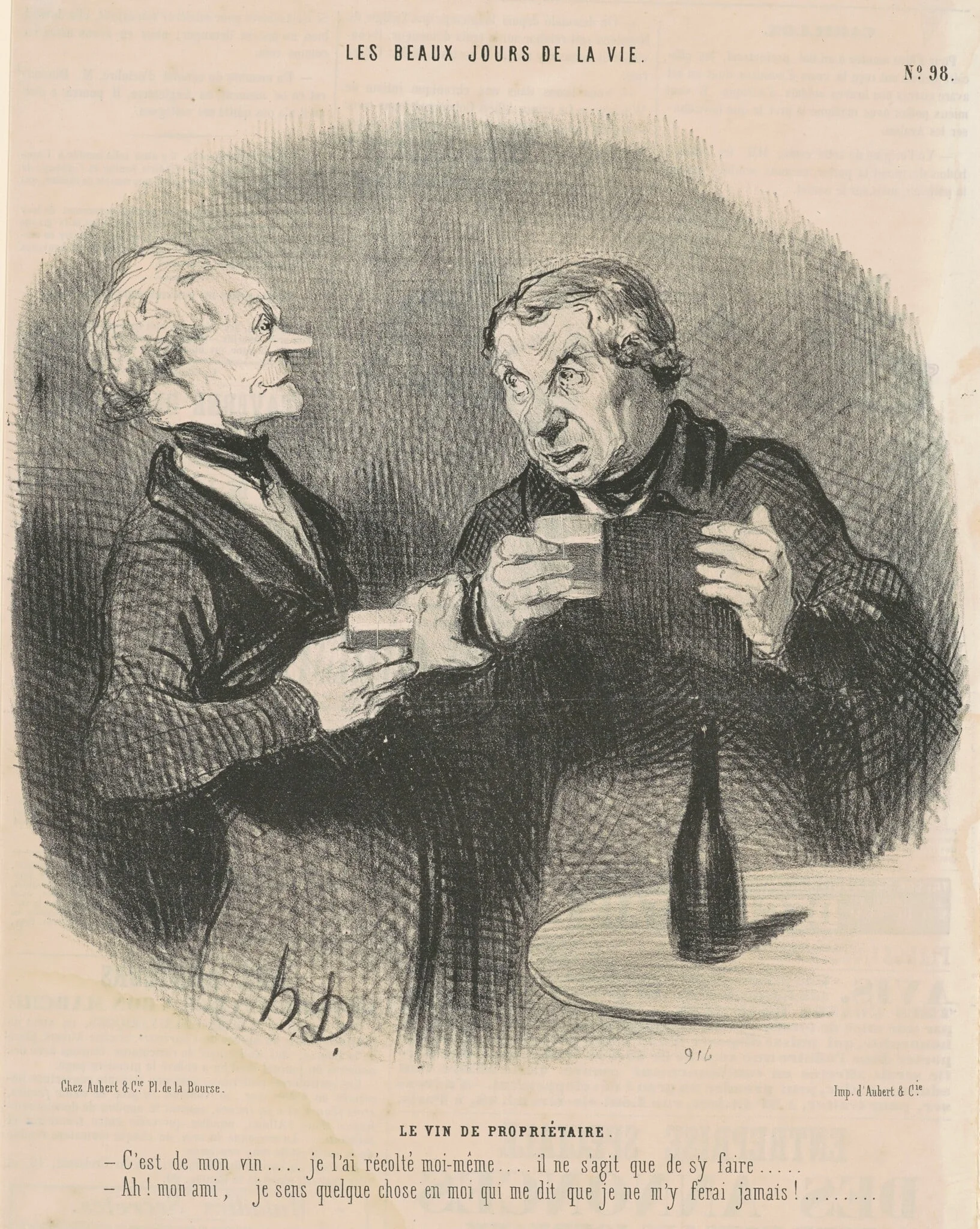 Le vin de propriétaire, by Honoré Daumier, ink, 1846