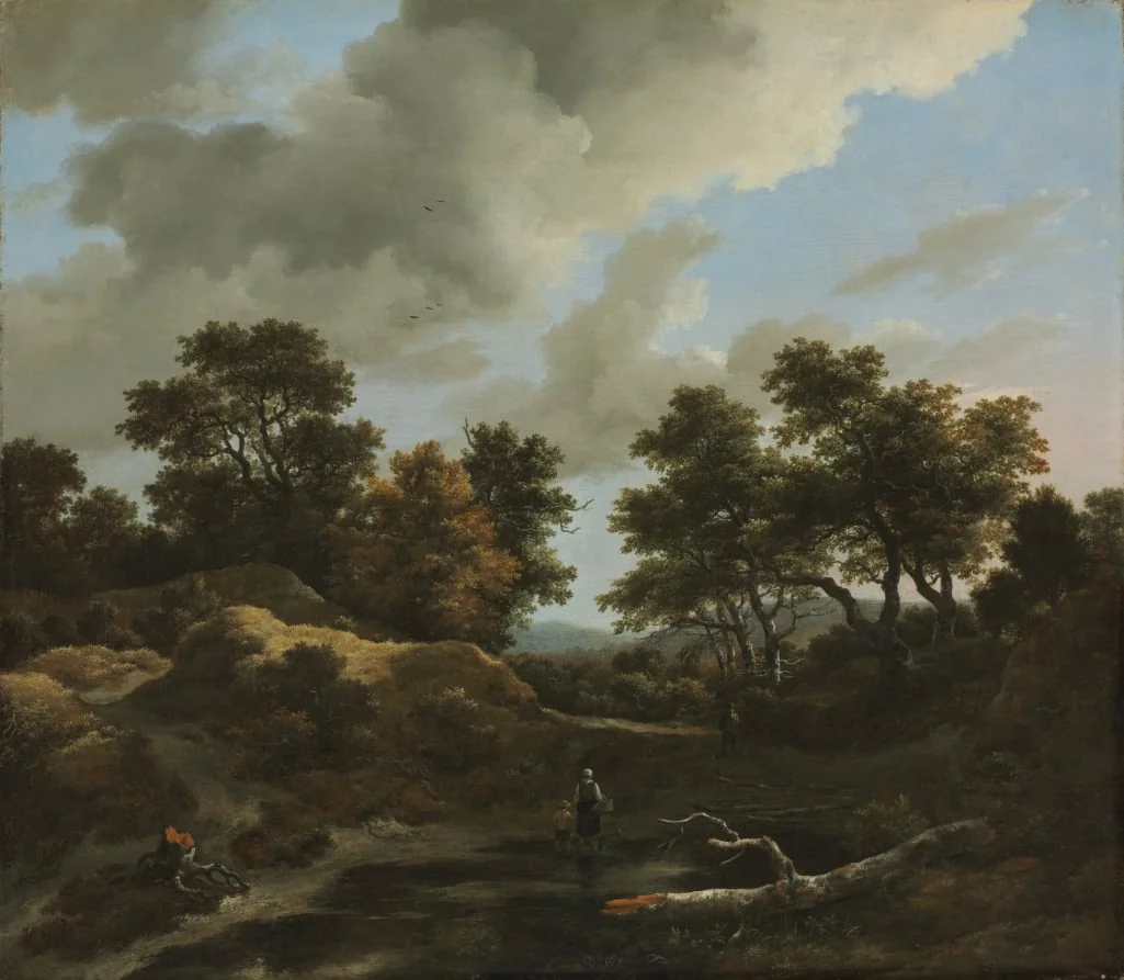 Wooded and Hilly Landscape, by Jacob van Ruisdael, unspecified, 1664