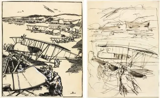 Avions reposant sur le terrain (recto and verso)