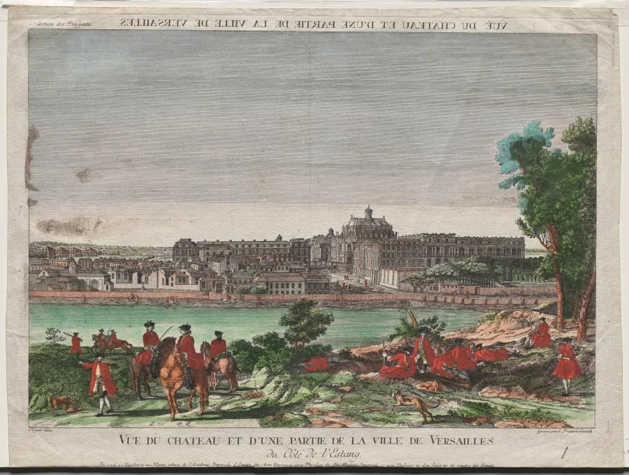 Vue du Chateau et d'une Partie de la Ville de Versailles, by Balthasar Friedrich Leizelt, 1785