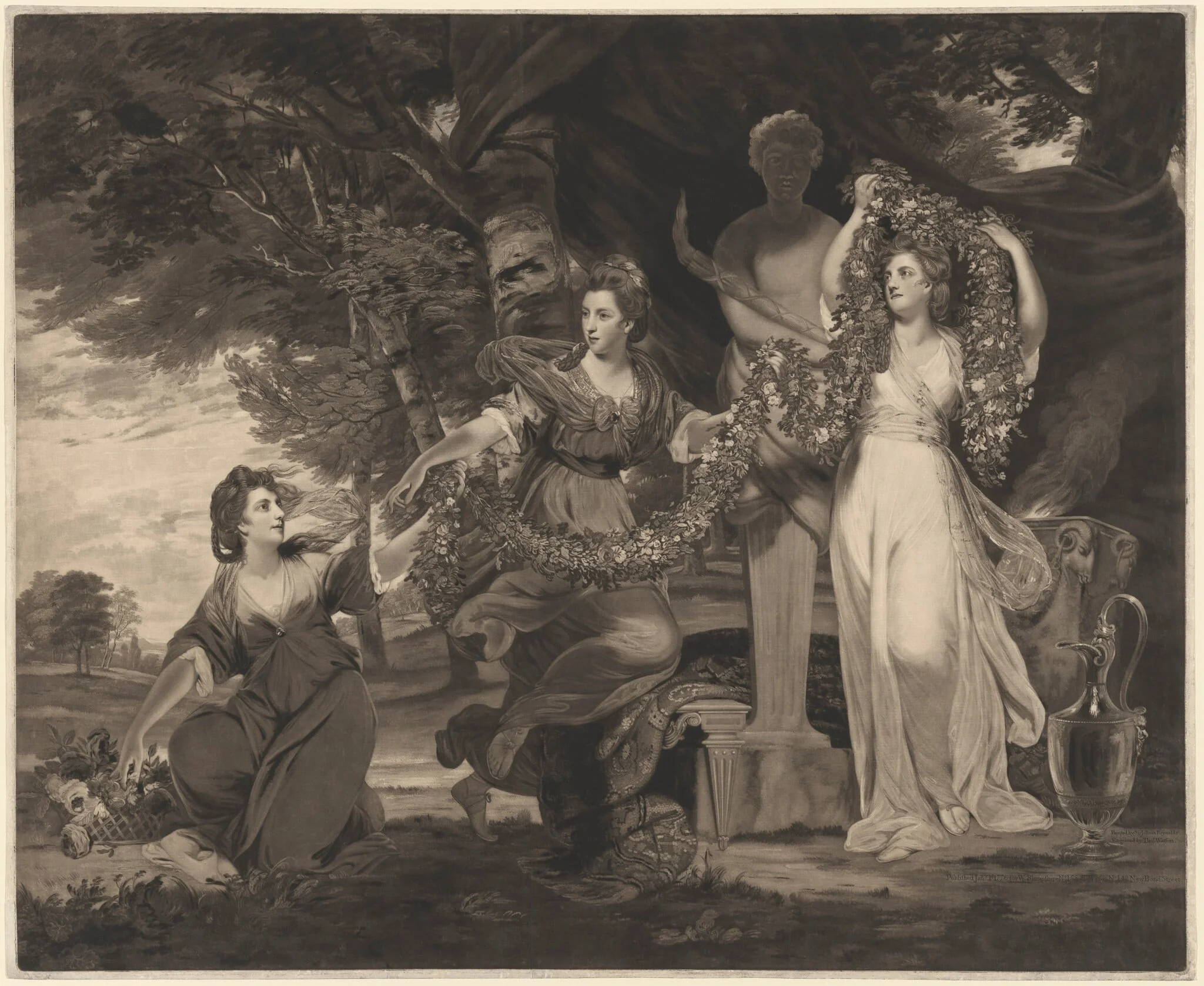 A Sacrifice to Hymen (Three Daughters of Sir William Montgomery), by Thomas Watson, ink, 1776