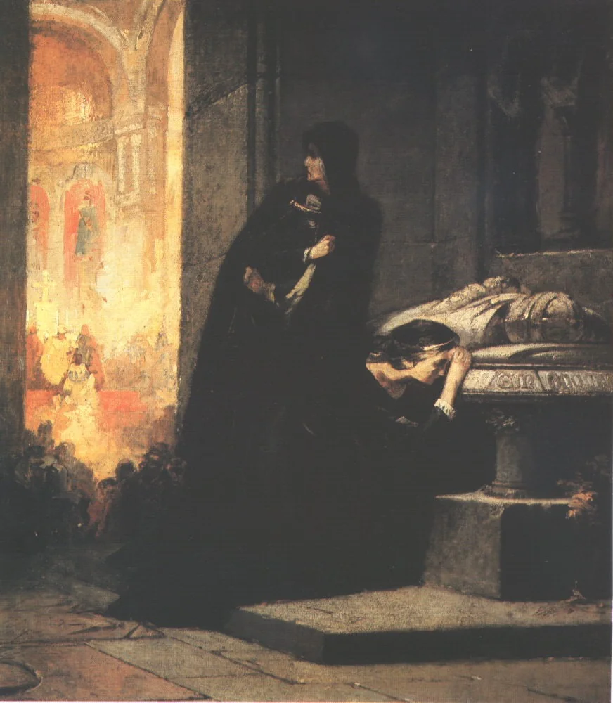 Queens Elizabeth and Mary at the Tomb of King Louis the Great of Hungary in 1385 (sketch)