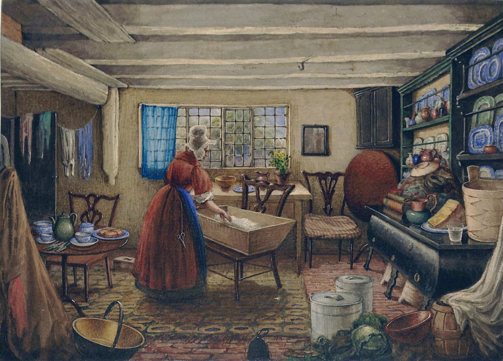 The Kitchen at Elmswell Hall, York, by Mary Ellen Best, watercolor, 1834