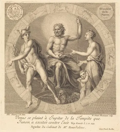 Venus se plaint a Jupiter de la tempete que Junon a excitee contre Enee
