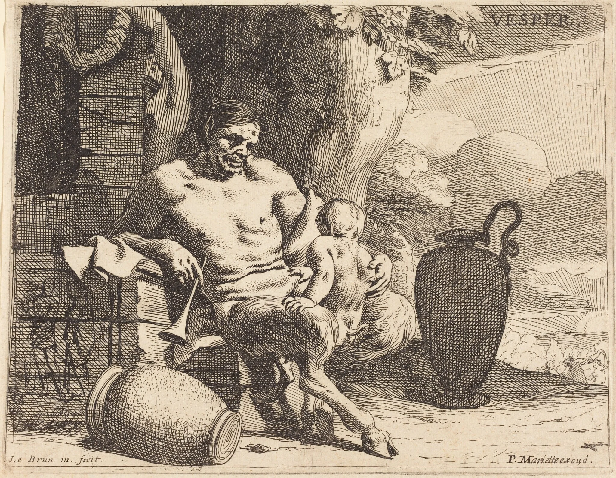 Vesper (Evening), by Charles Le Brun, ink, 1640