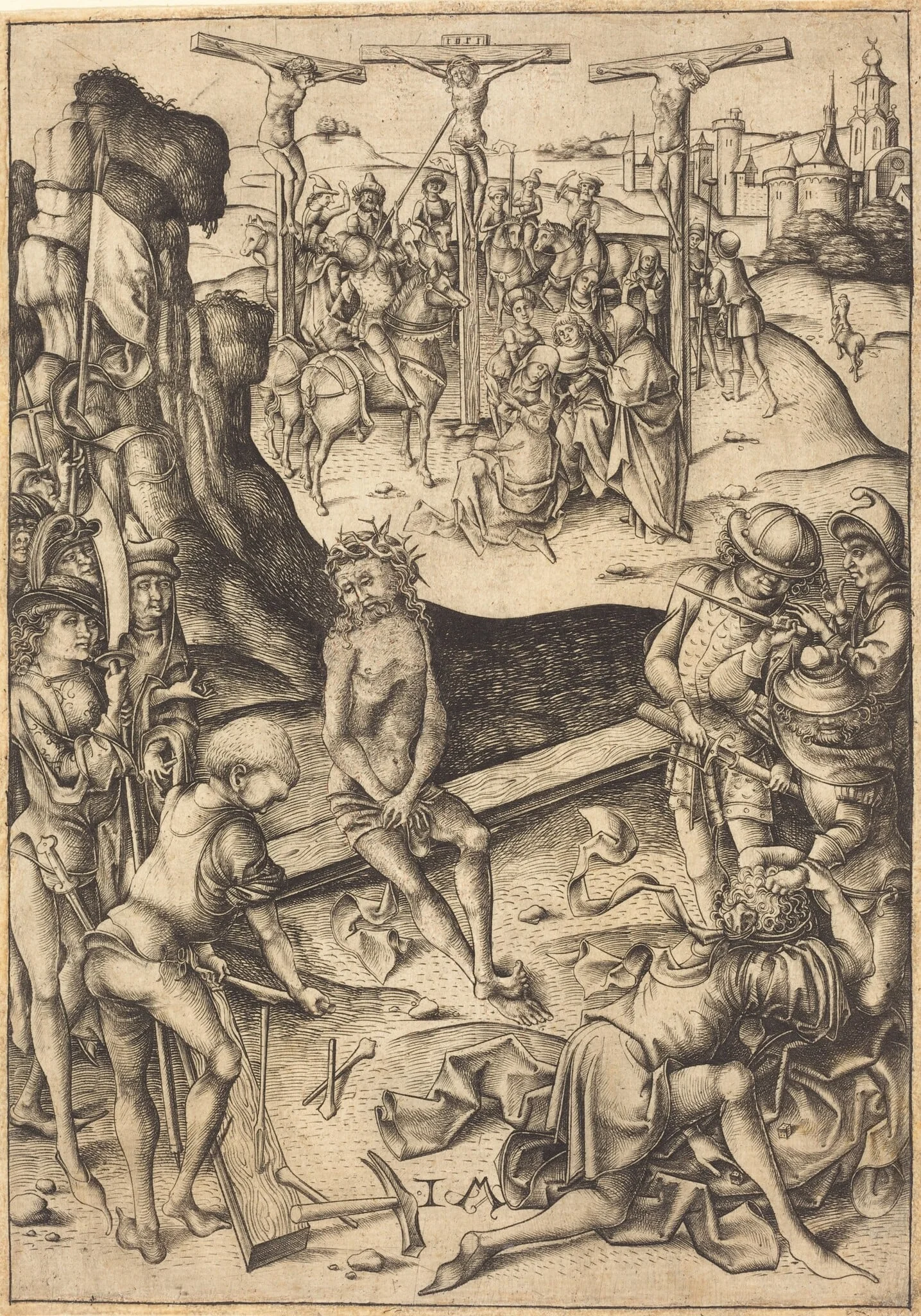 The Crucifixion, by Israhel van Meckenem, ink, 1480