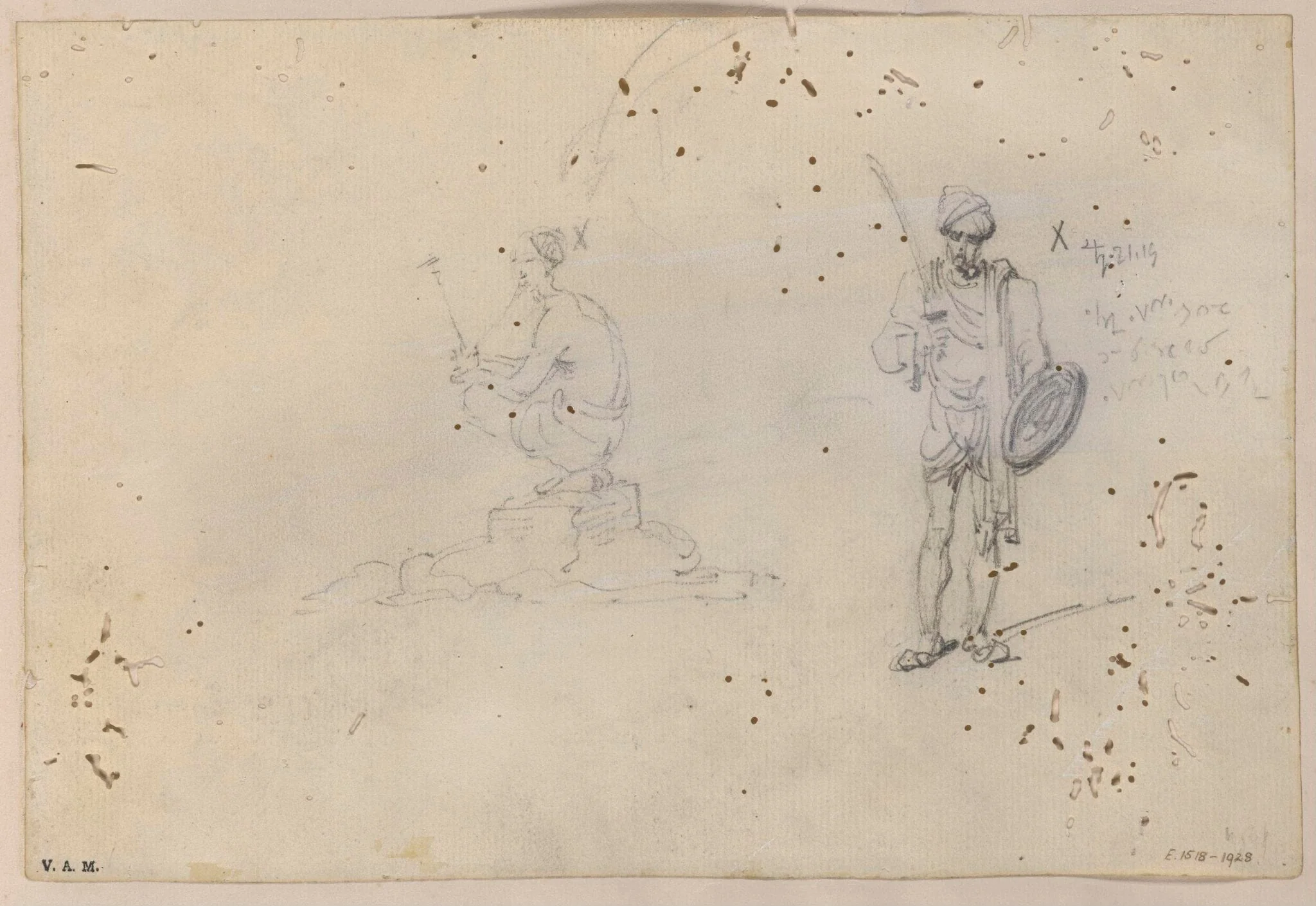 Two drawings of Indian figures