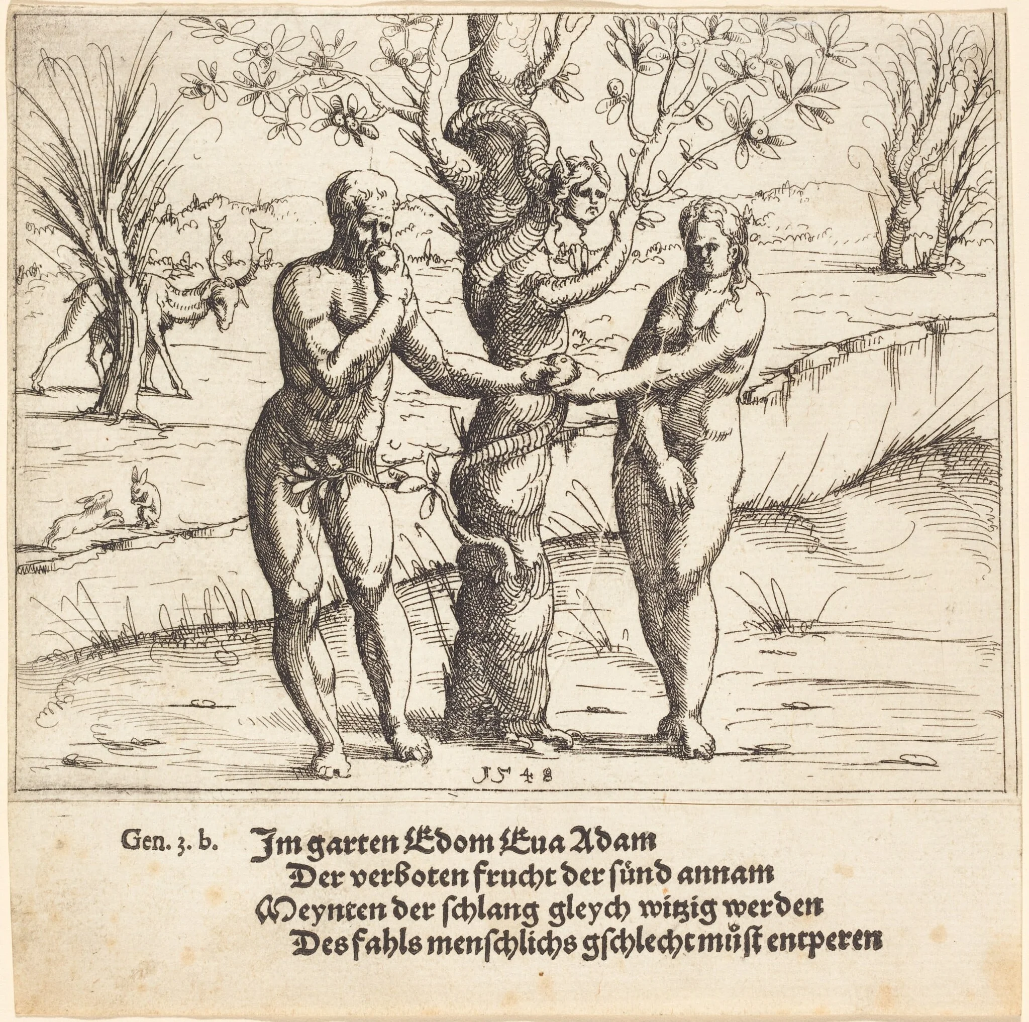 The Fall of Man, by Augustin Hirschvogel, ink, 1548