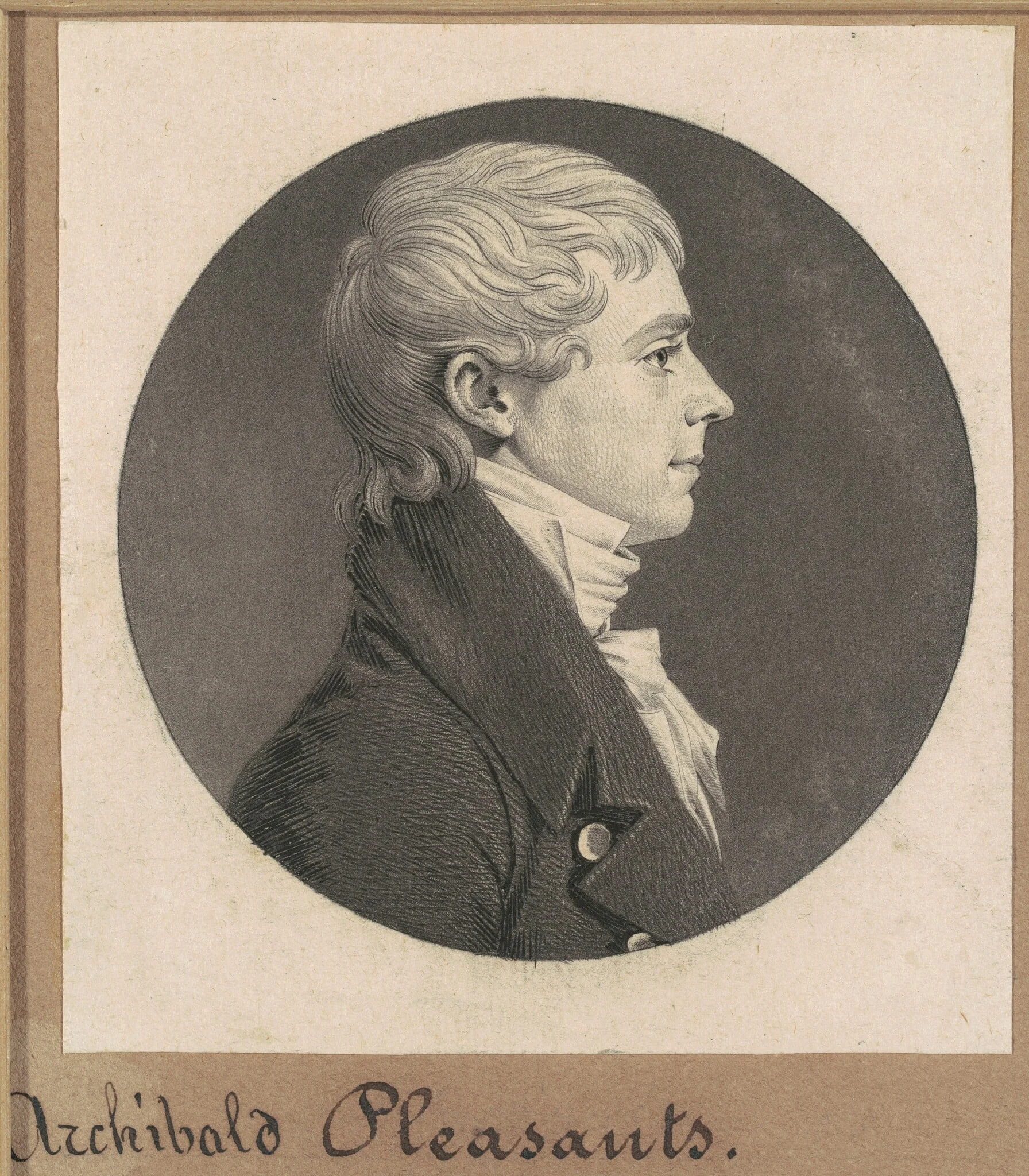 Archibald Pleasants, Jr., by Charles Balthazar Julien Févret de Saint-Mémin, ink, 1808